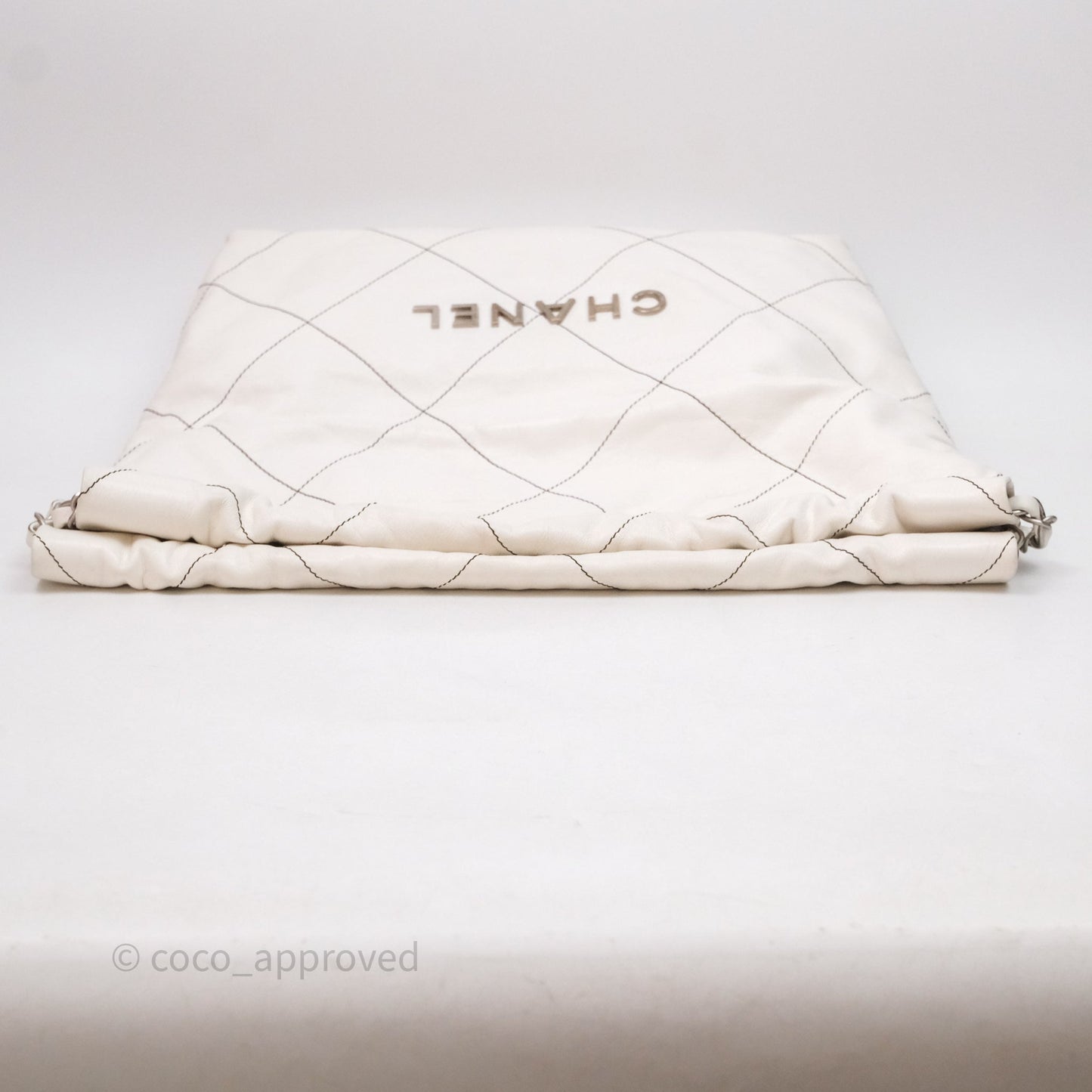 Chanel 22 Small White Crumpled Calfskin Aged Silver Hardware