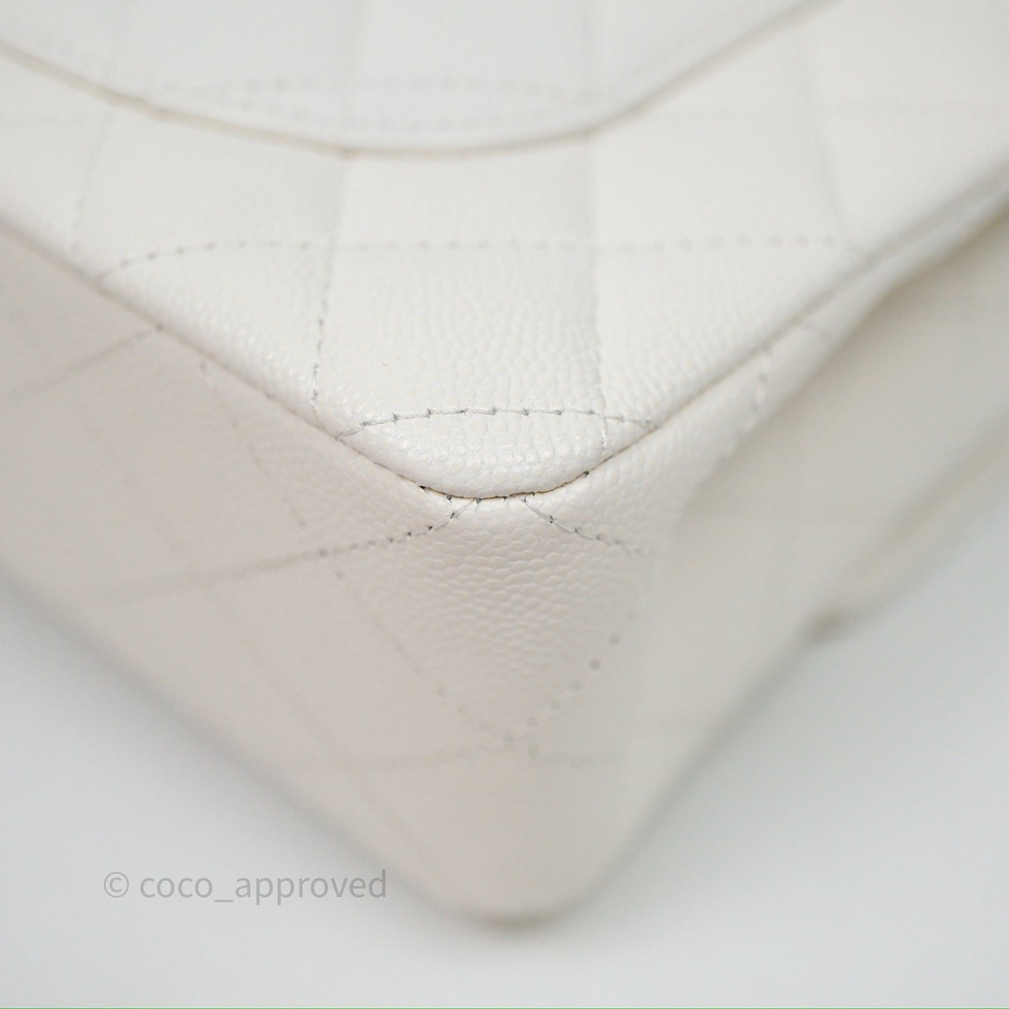 Chanel Classic Flap Small Ivory White Caviar Rainbow Hardware