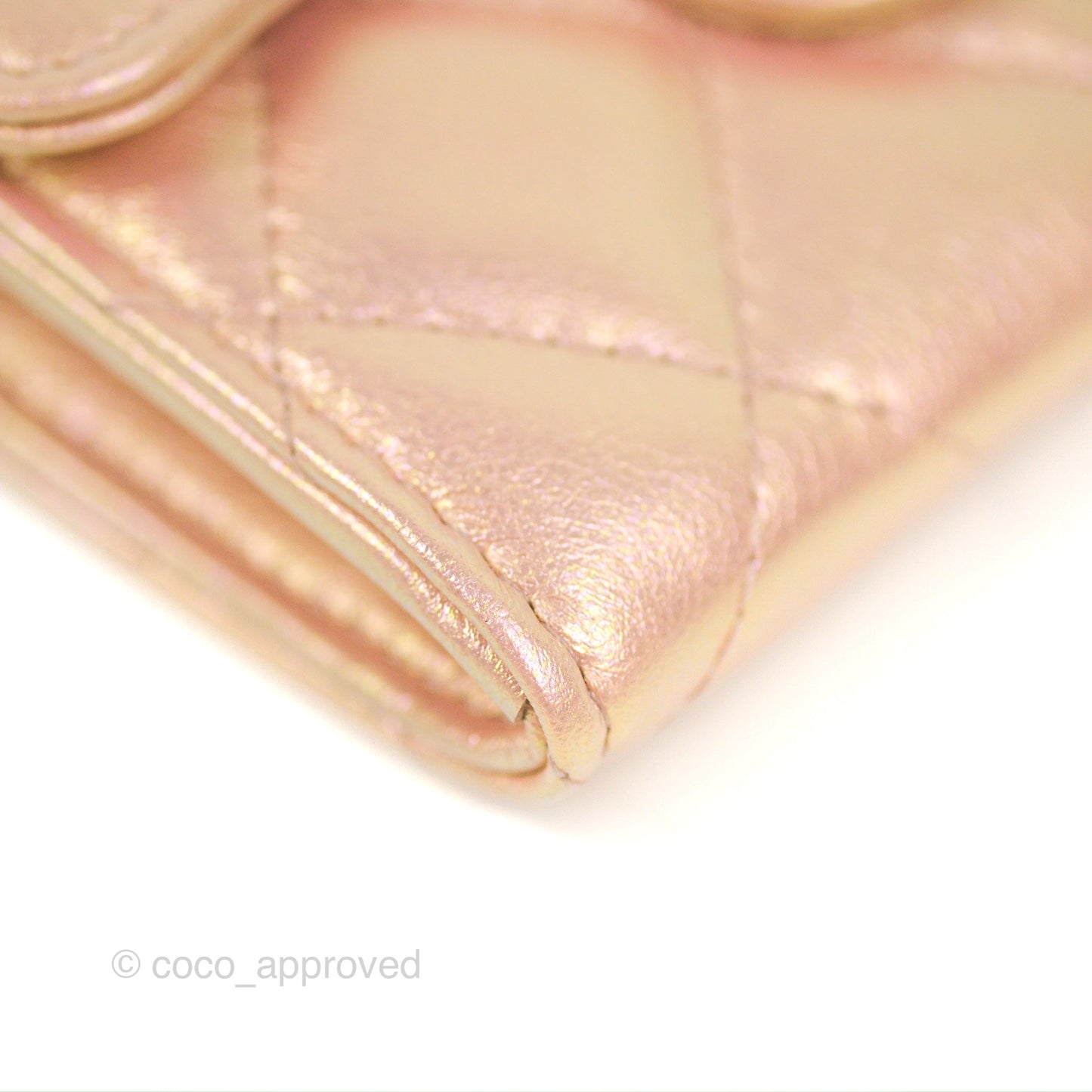 Chanel Classic Flap Coin Purse Iridescent Pink Lambskin Silver Hardware