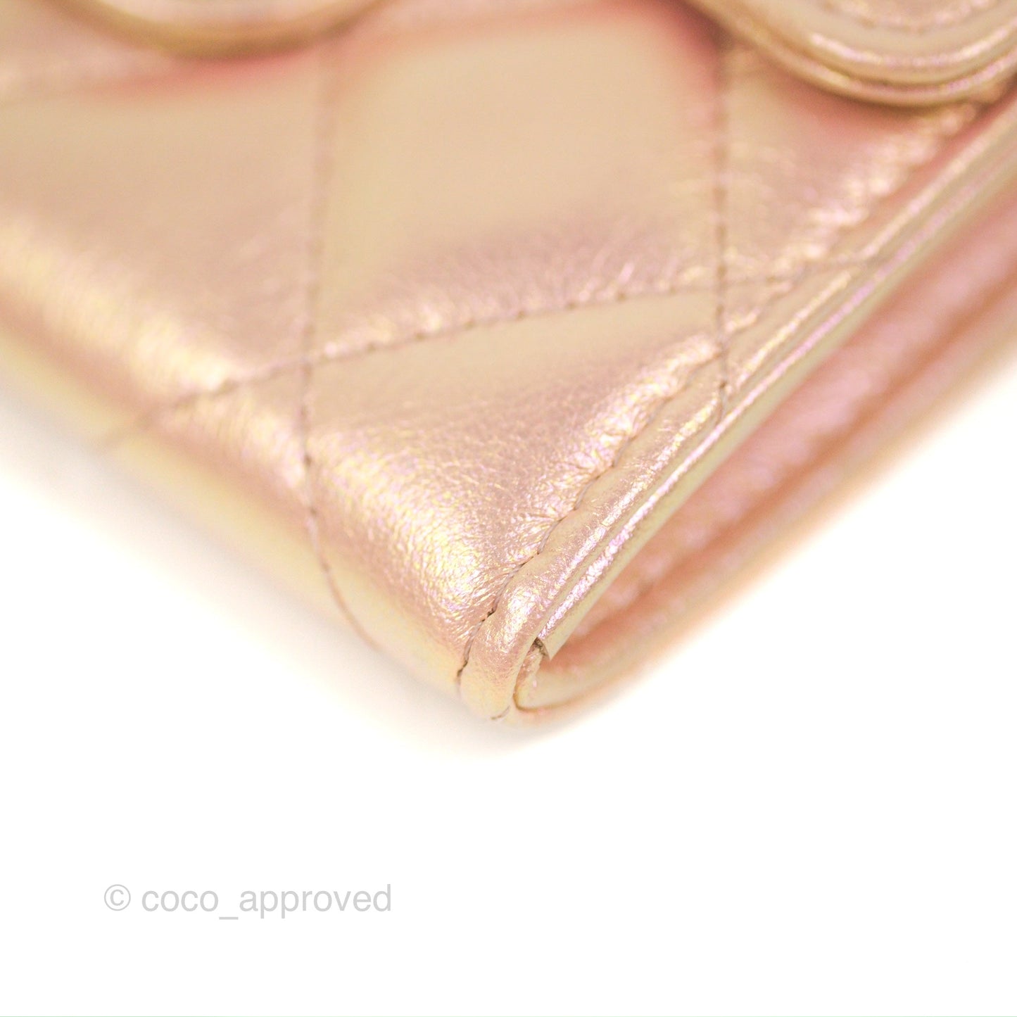 Chanel Classic Flap Coin Purse Iridescent Pink Lambskin Silver Hardware