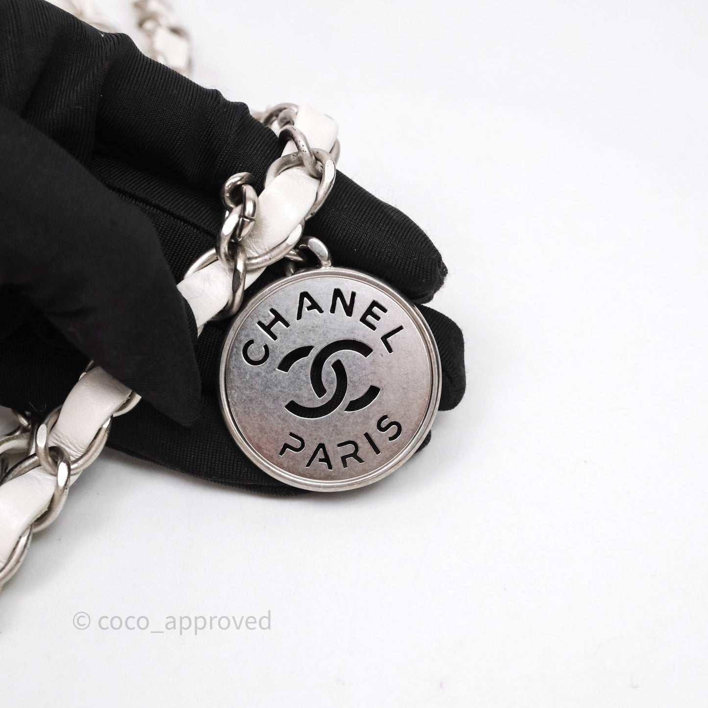 Chanel 22 Small White Crumpled Calfskin Aged Silver Hardware