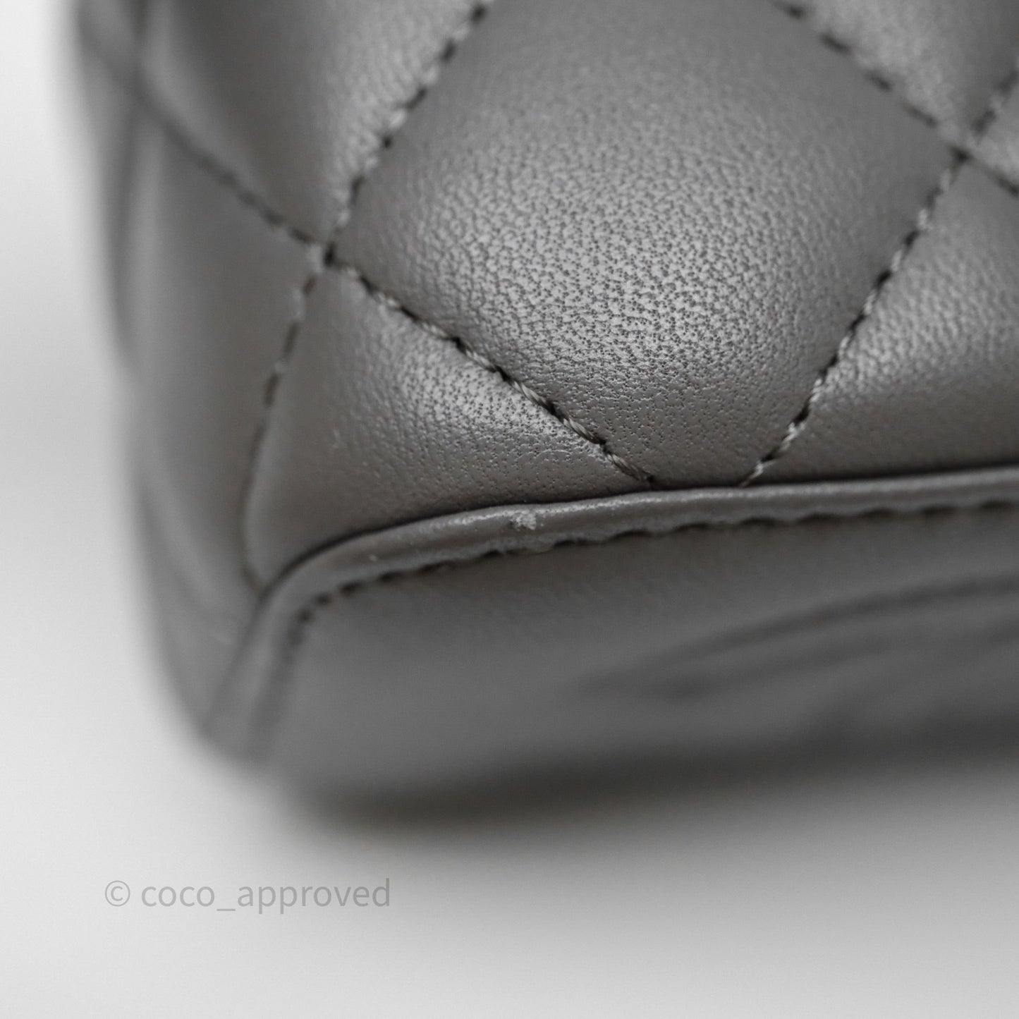 Chanel Mini Top Handle Vanity With Chain Grey Lambskin Gold Hardware