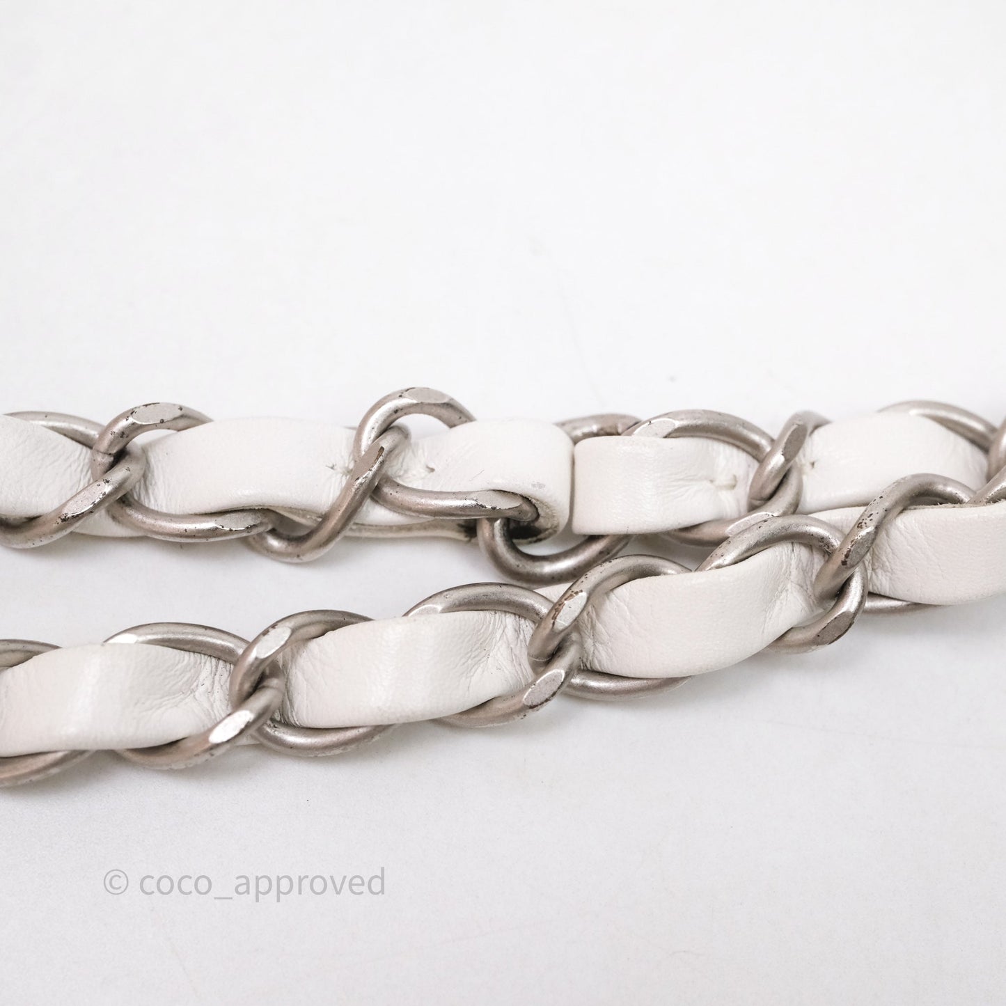 Chanel 22 Small White Crumpled Calfskin Aged Silver Hardware