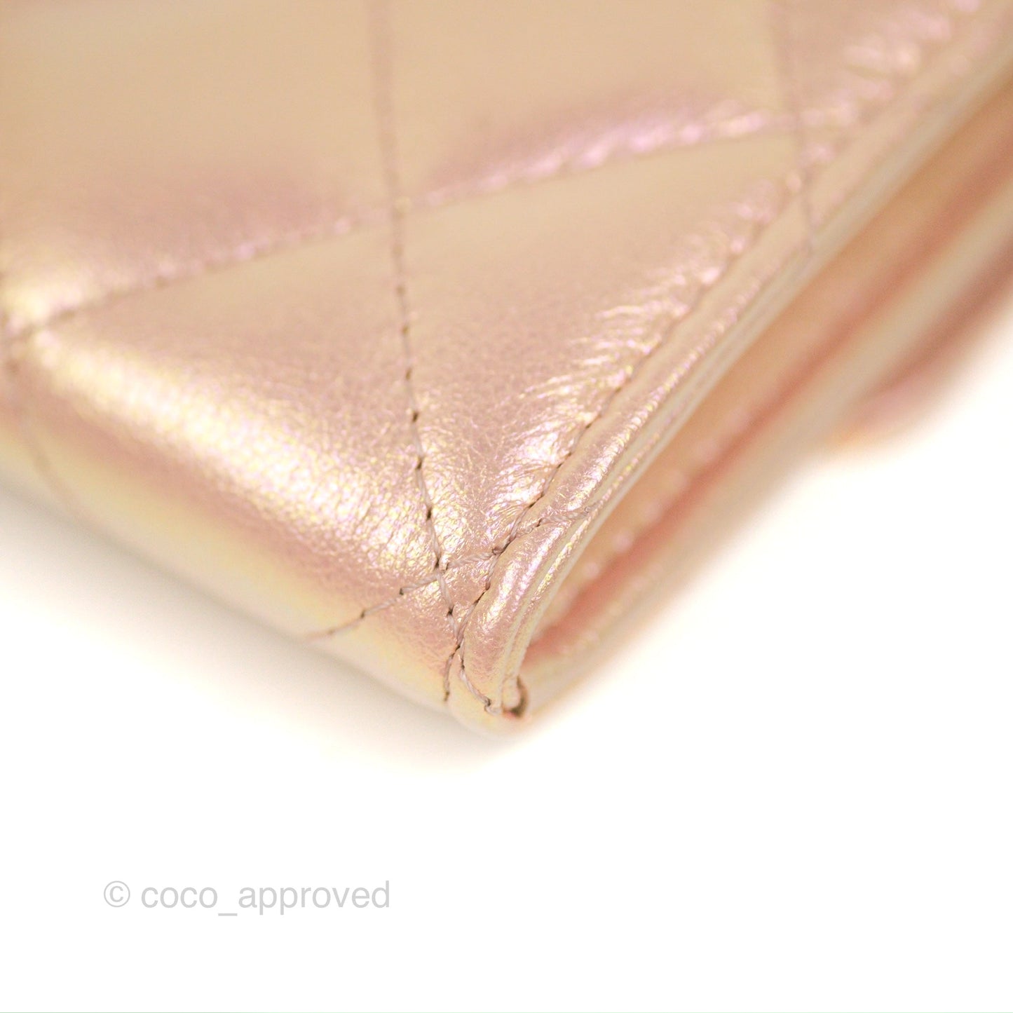 Chanel Classic Flap Coin Purse Iridescent Pink Lambskin Silver Hardware