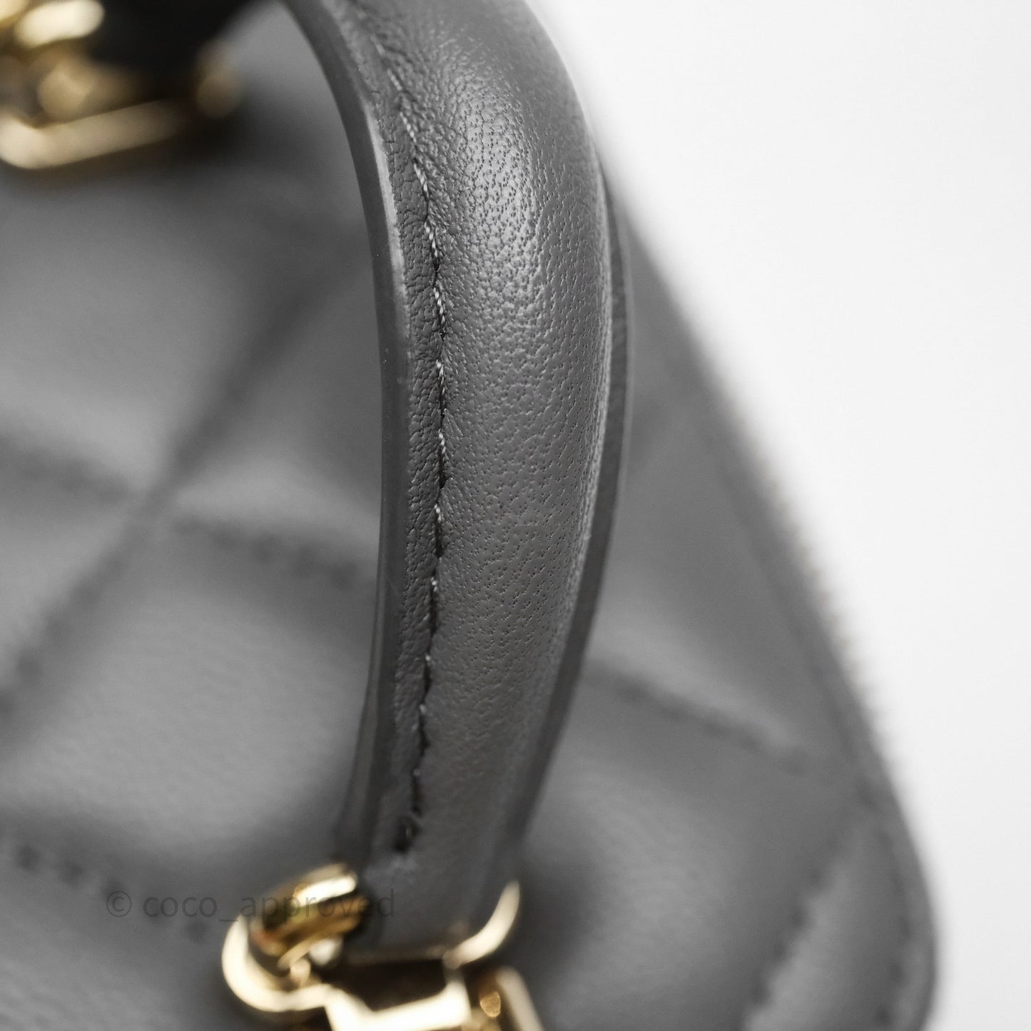 Chanel Mini Top Handle Vanity With Chain Grey Lambskin Gold Hardware