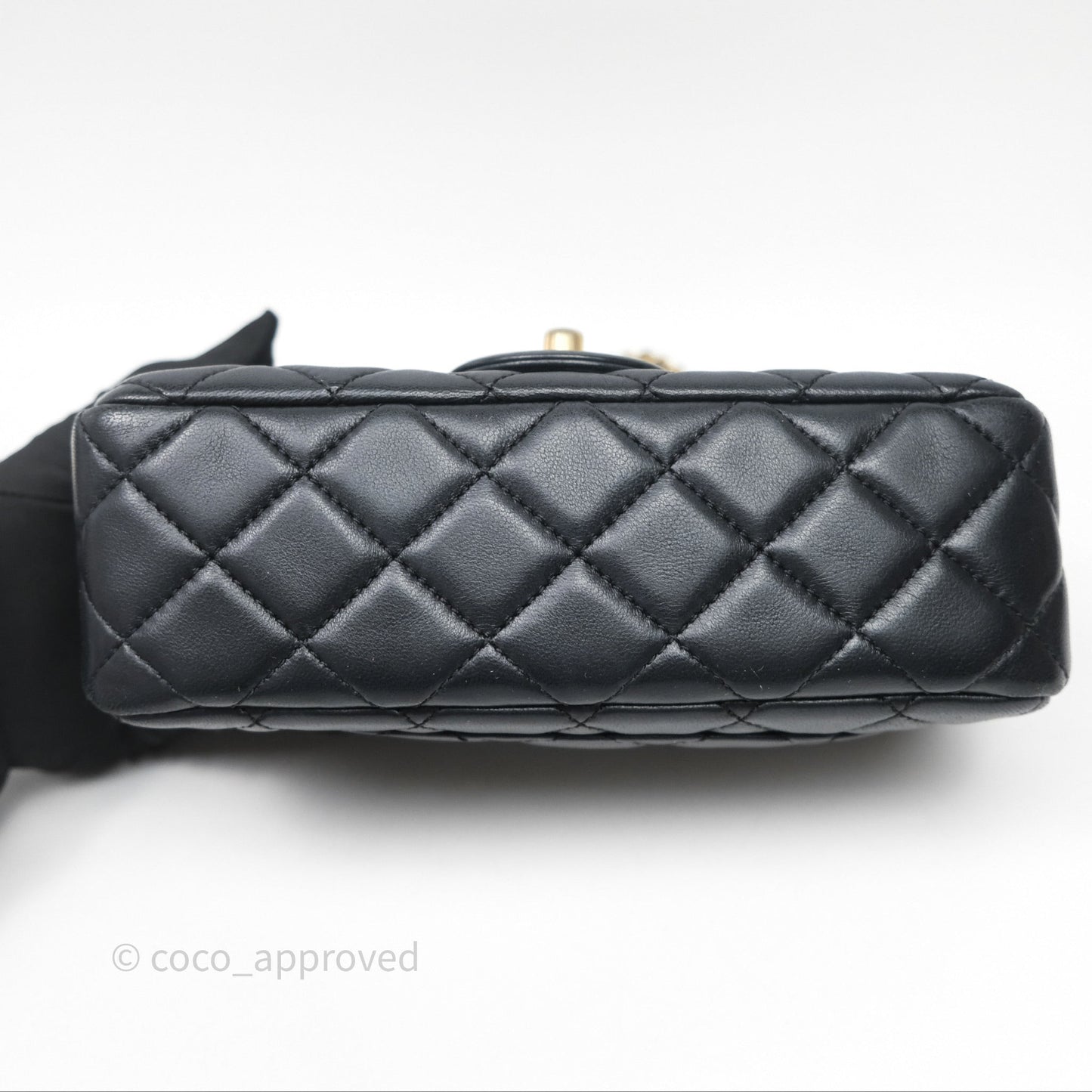 Chanel Mini Rectangular Pearl Crush Quilted Black Lambskin Aged Gold Hardware
