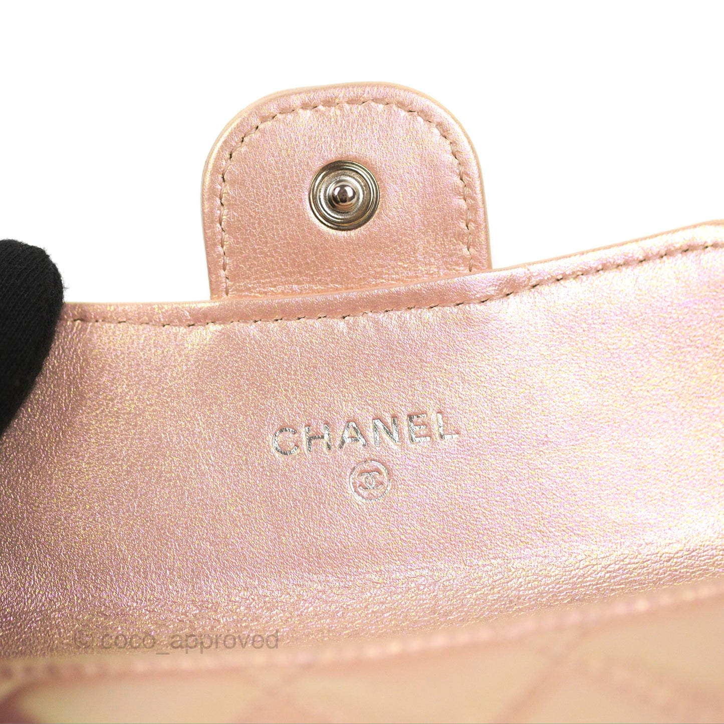 Chanel Classic Flap Coin Purse Iridescent Pink Lambskin Silver Hardware