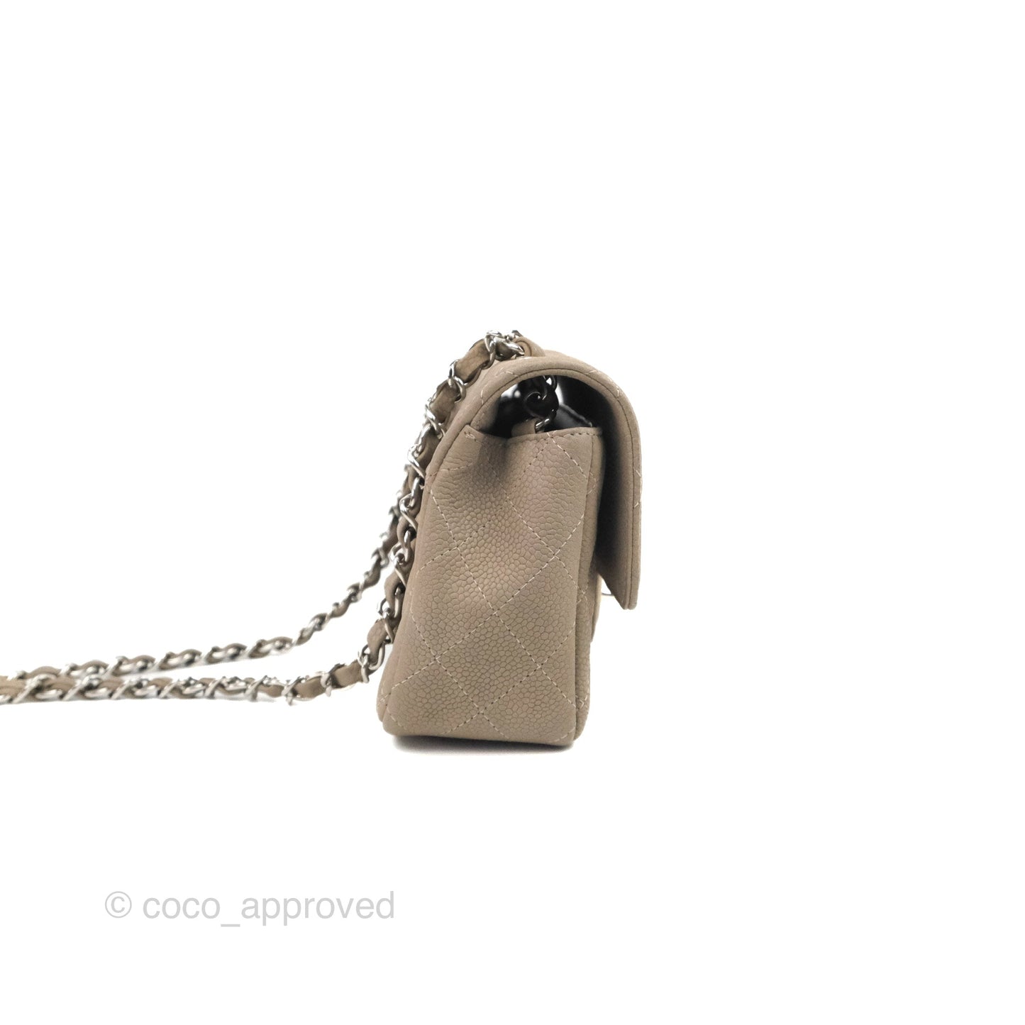 Chanel Quilted Mini Rectangular Flap Matte Earthy Grey Caviar Silver Hardware