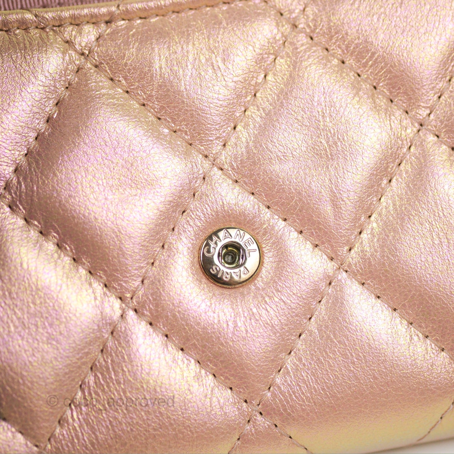 Chanel Classic Flap Coin Purse Iridescent Pink Lambskin Silver Hardware