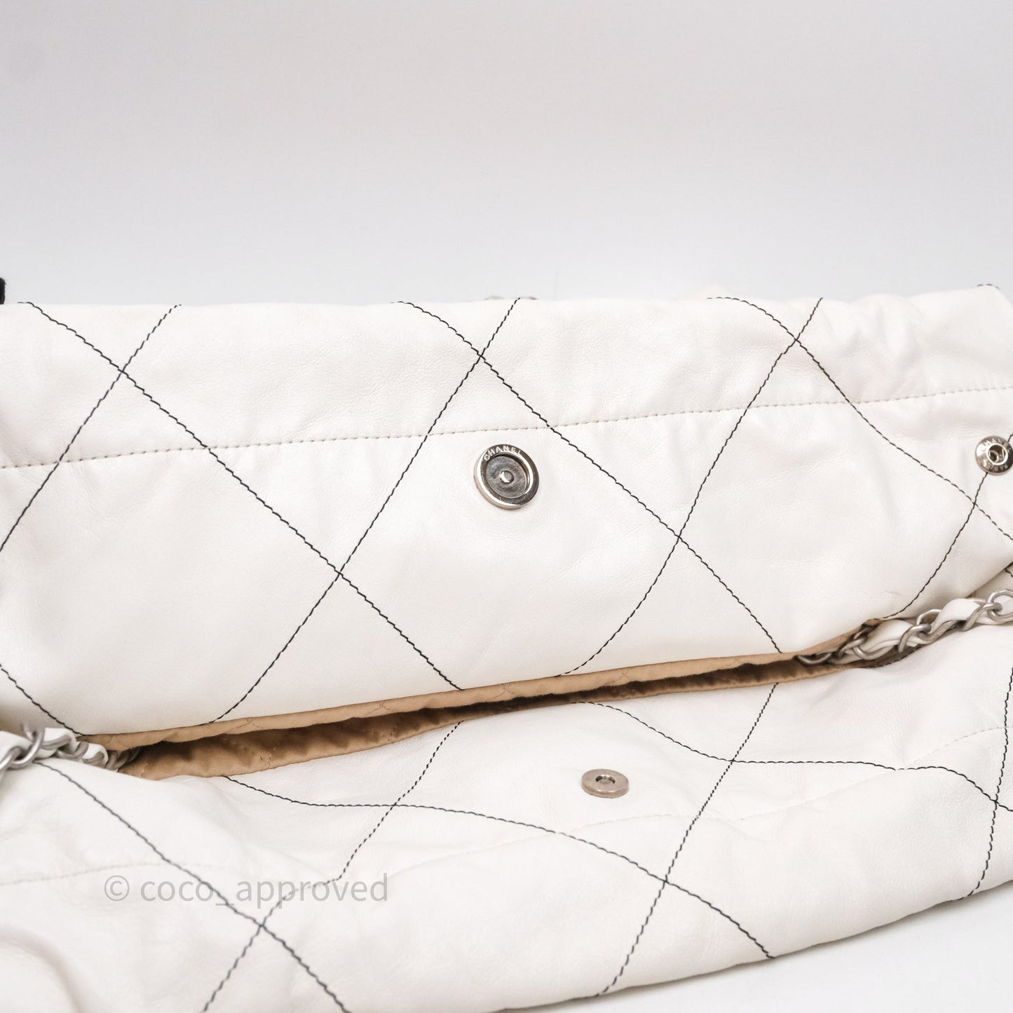 Chanel 22 Small White Crumpled Calfskin Aged Silver Hardware