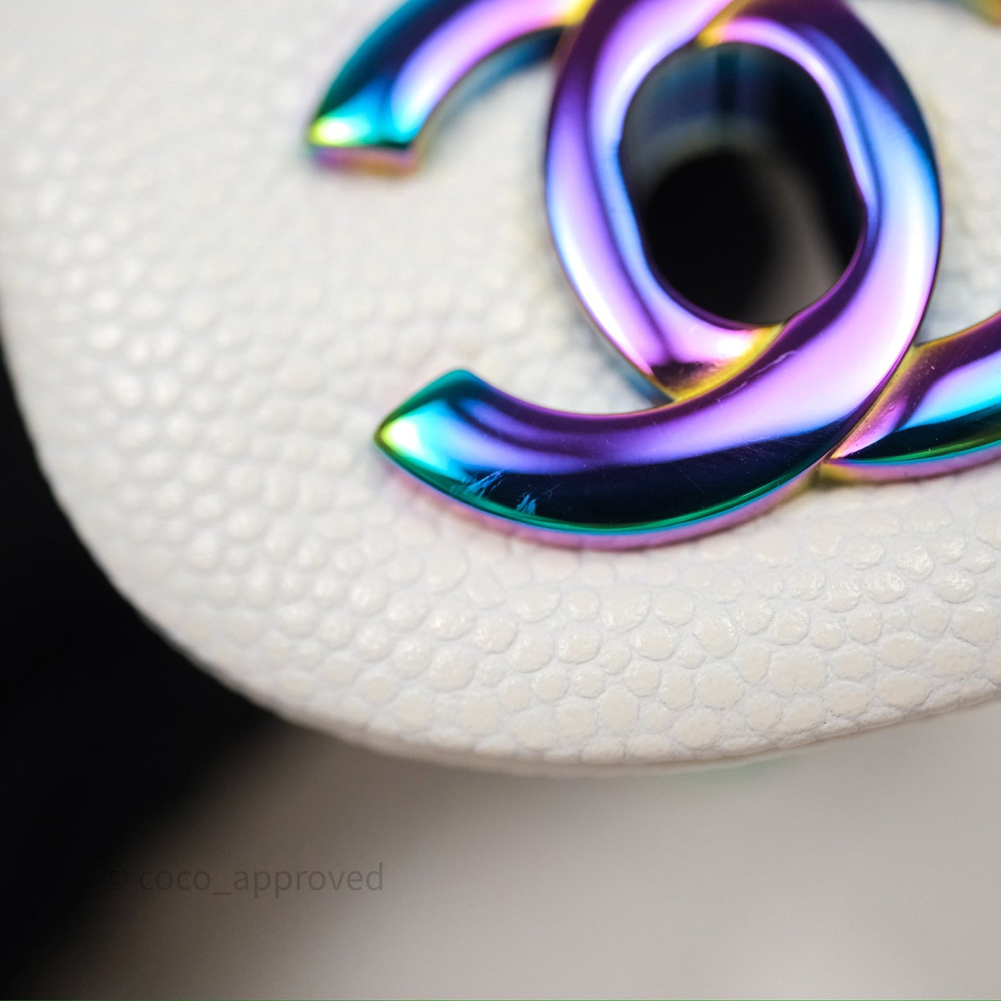 Chanel Classic Flap Small Ivory White Caviar Rainbow Hardware