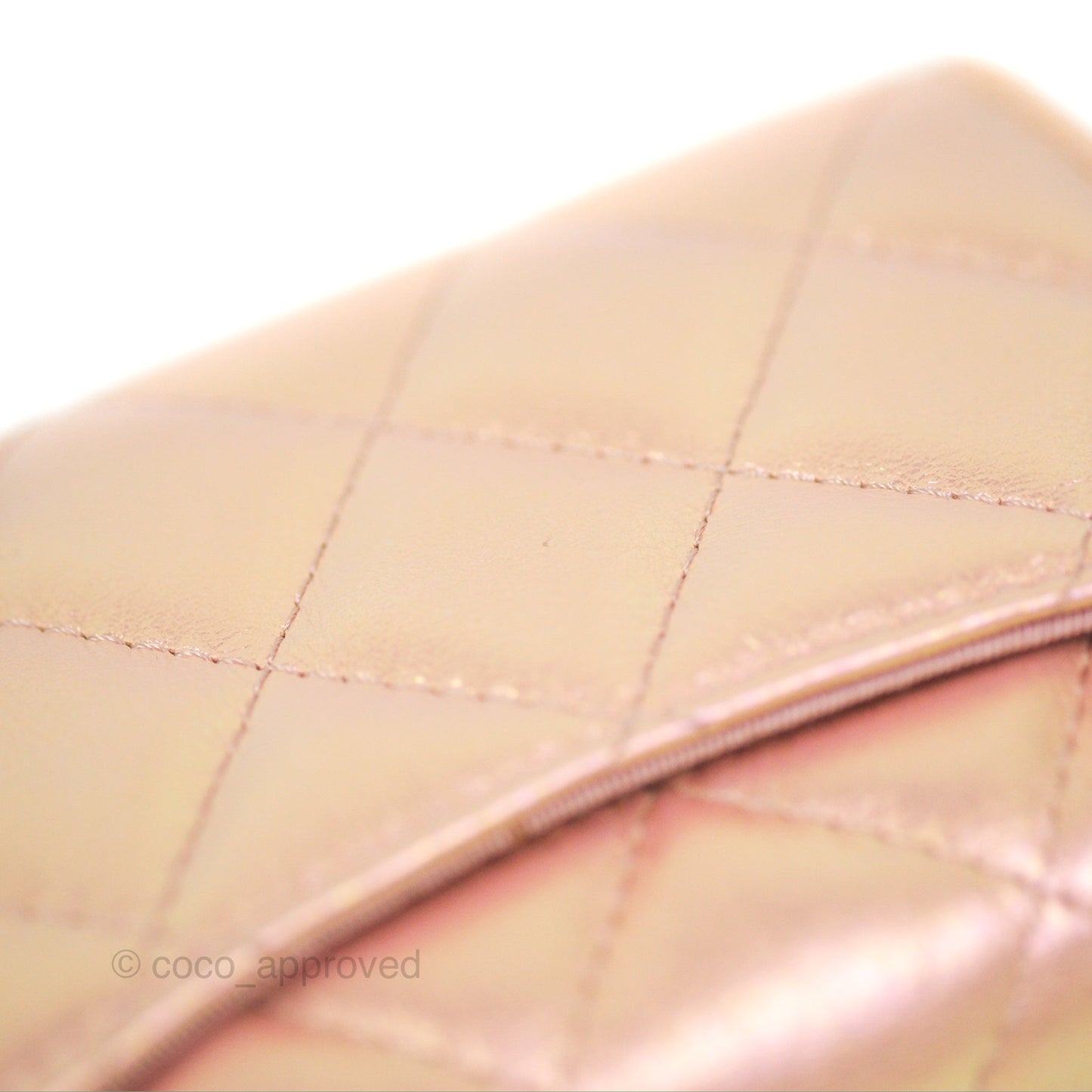 Chanel Classic Flap Coin Purse Iridescent Pink Lambskin Silver Hardware