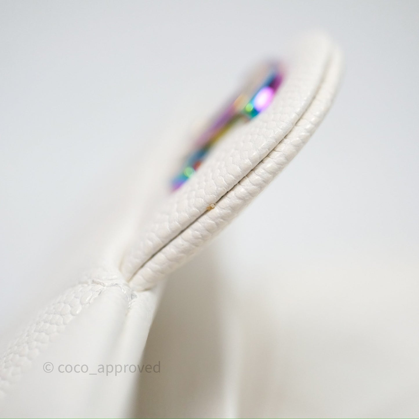Chanel Classic Flap Small Ivory White Caviar Rainbow Hardware