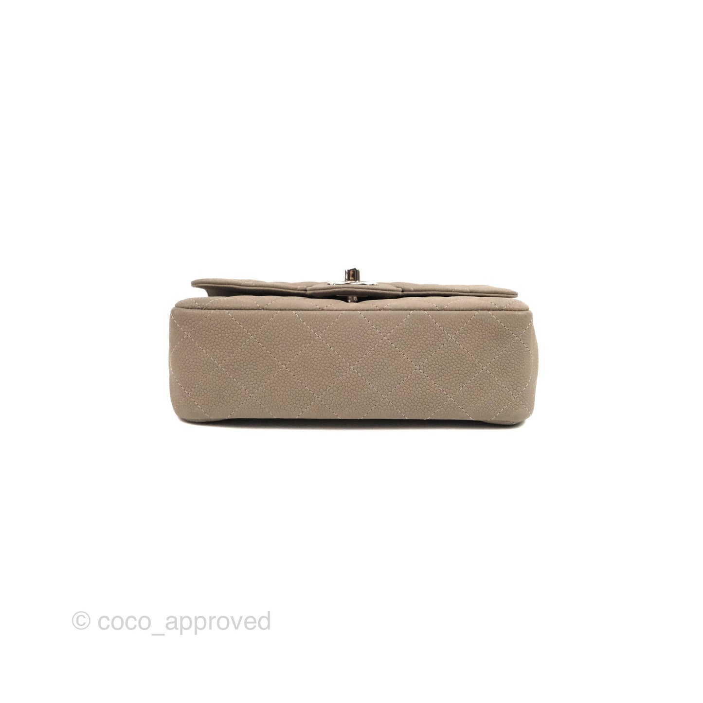 Chanel Quilted Mini Rectangular Flap Matte Earthy Grey Caviar Silver Hardware