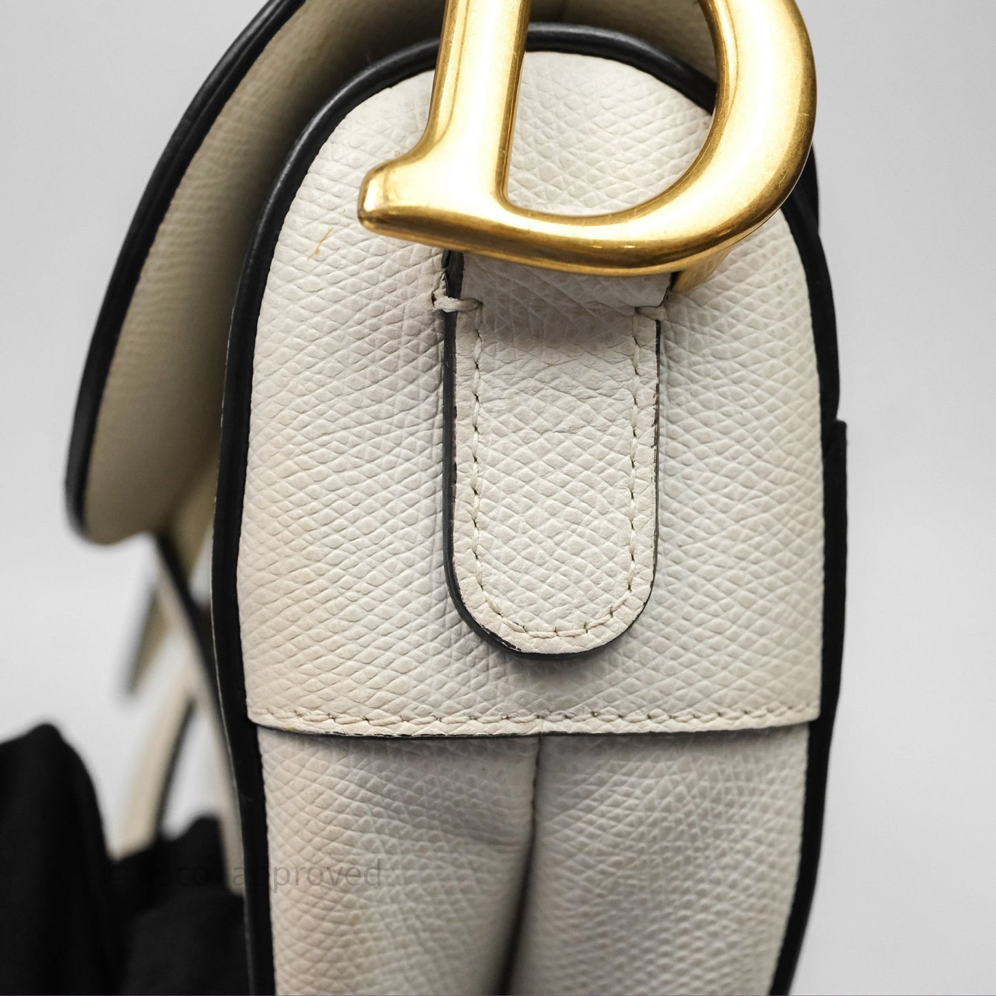 Christian Dior Saddle Bag White Grained Calfskin Gold Hardware