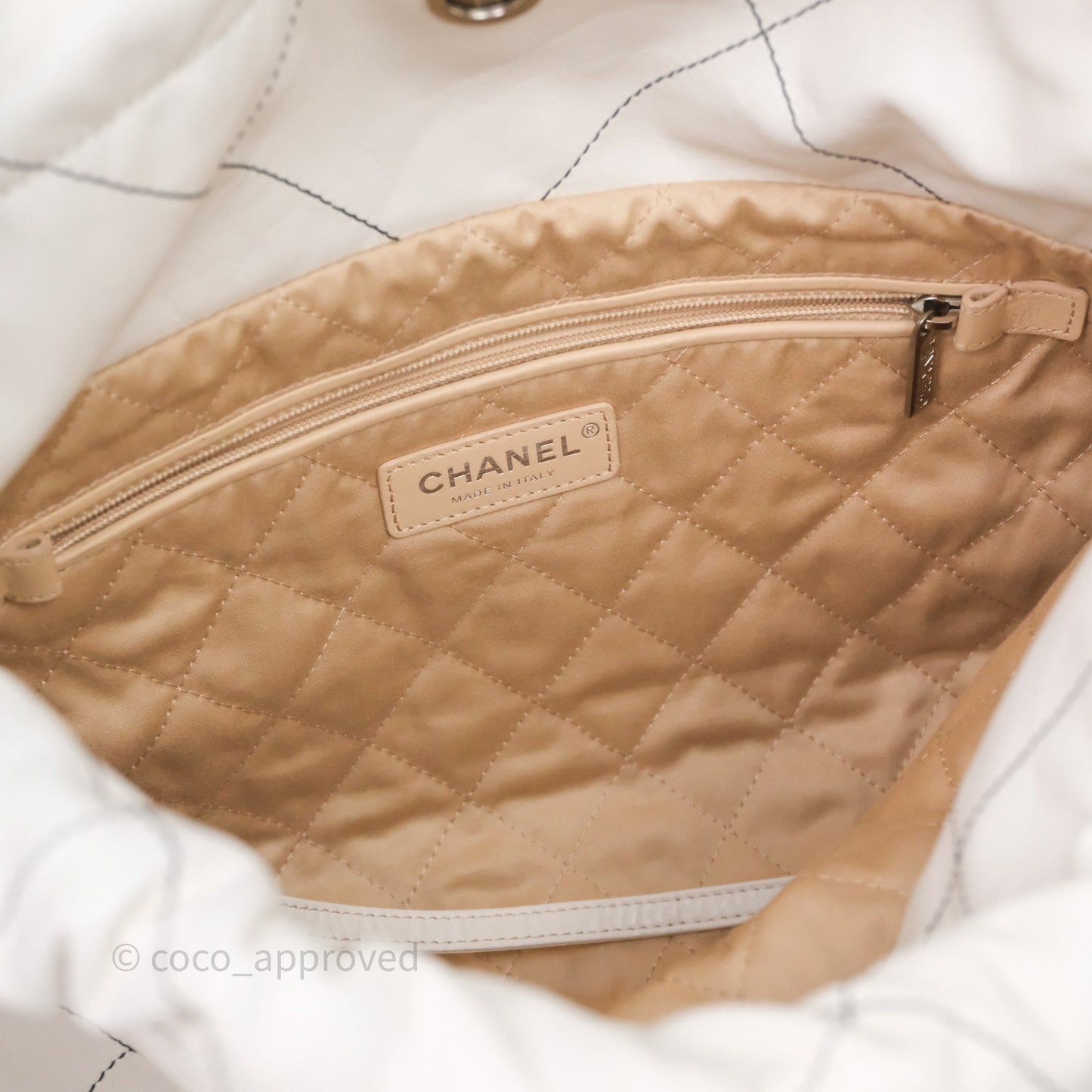 Chanel 22 Small White Crumpled Calfskin Aged Silver Hardware