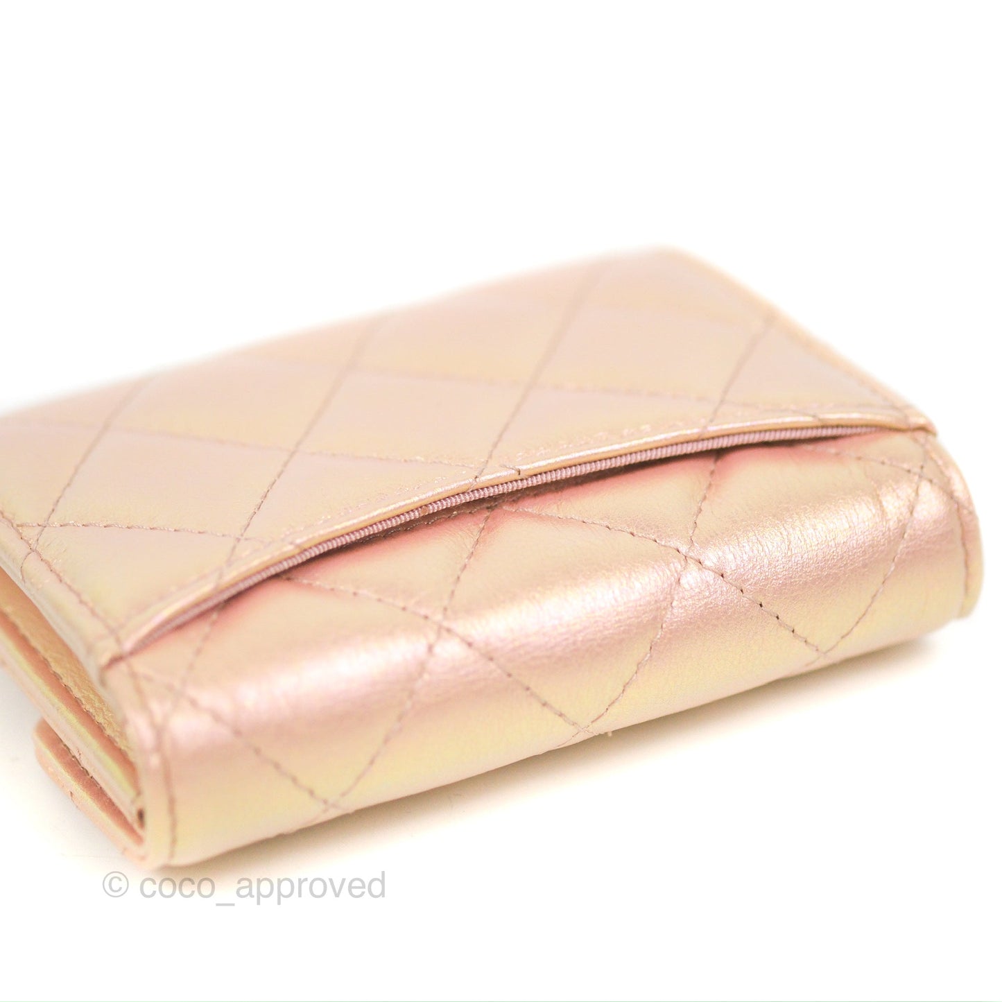 Chanel Classic Flap Coin Purse Iridescent Pink Lambskin Silver Hardware