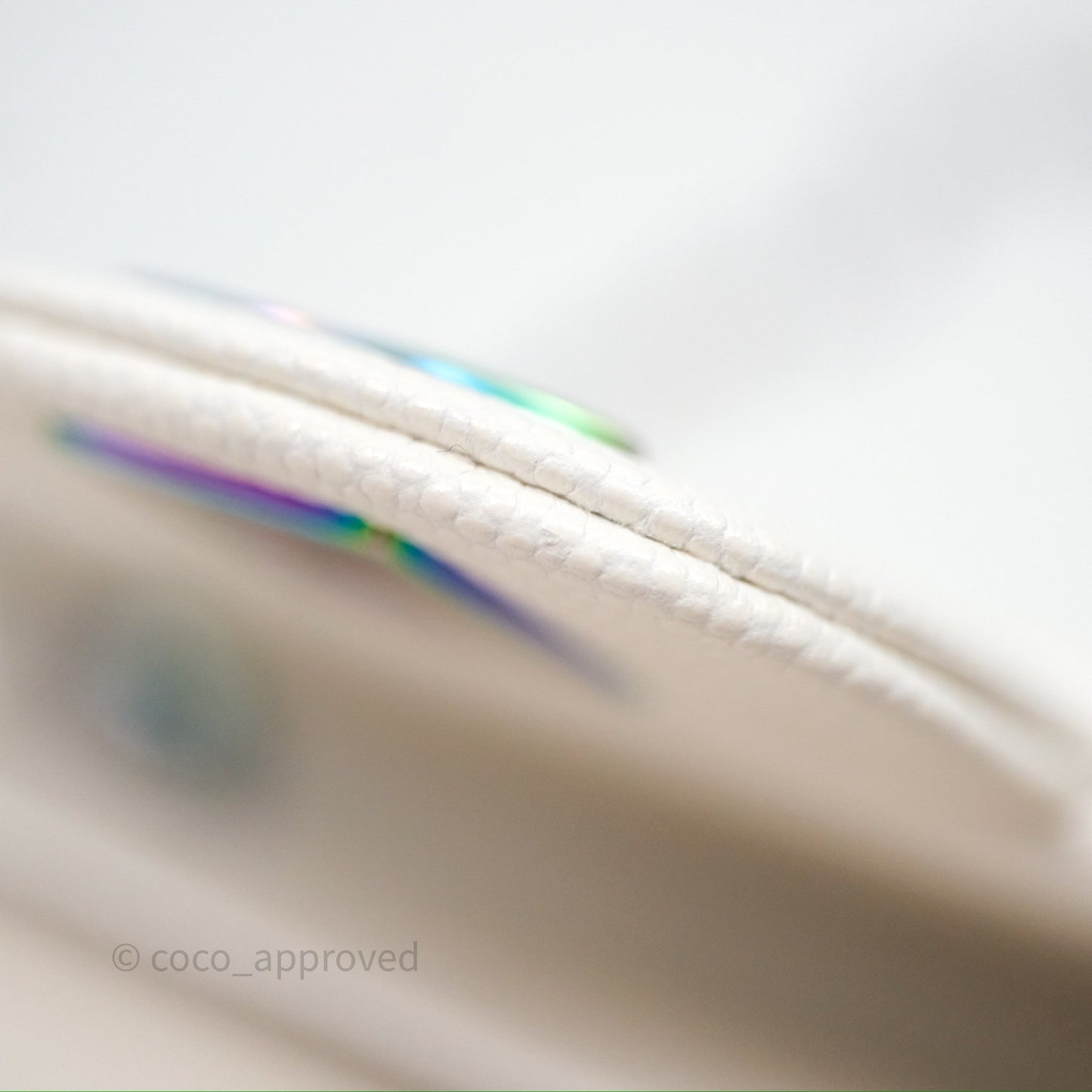 Chanel Classic Flap Small Ivory White Caviar Rainbow Hardware