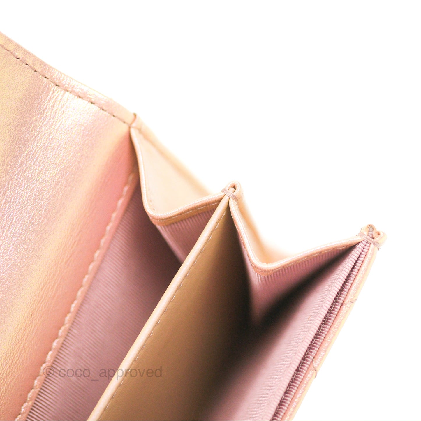 Chanel Classic Flap Coin Purse Iridescent Pink Lambskin Silver Hardware
