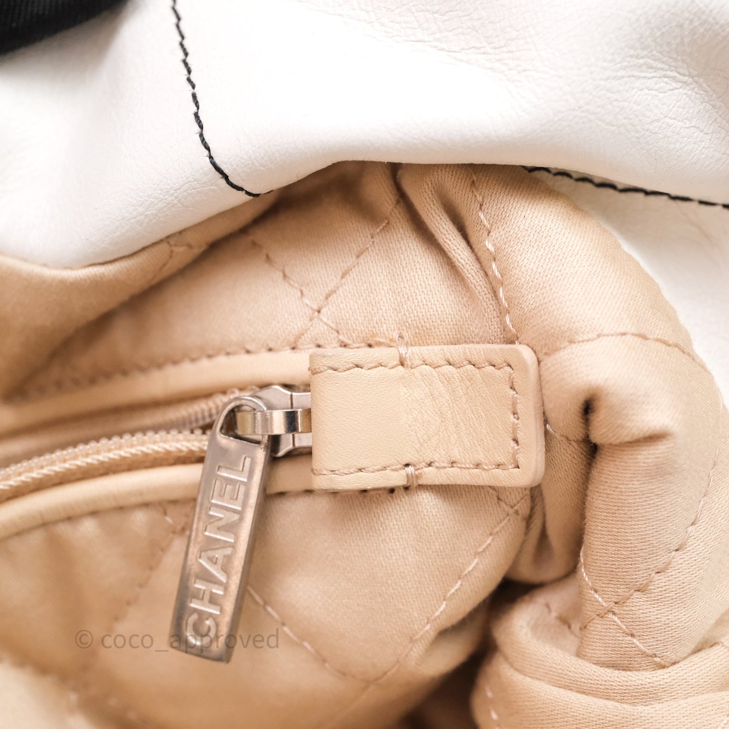 Chanel 22 Small White Crumpled Calfskin Aged Silver Hardware