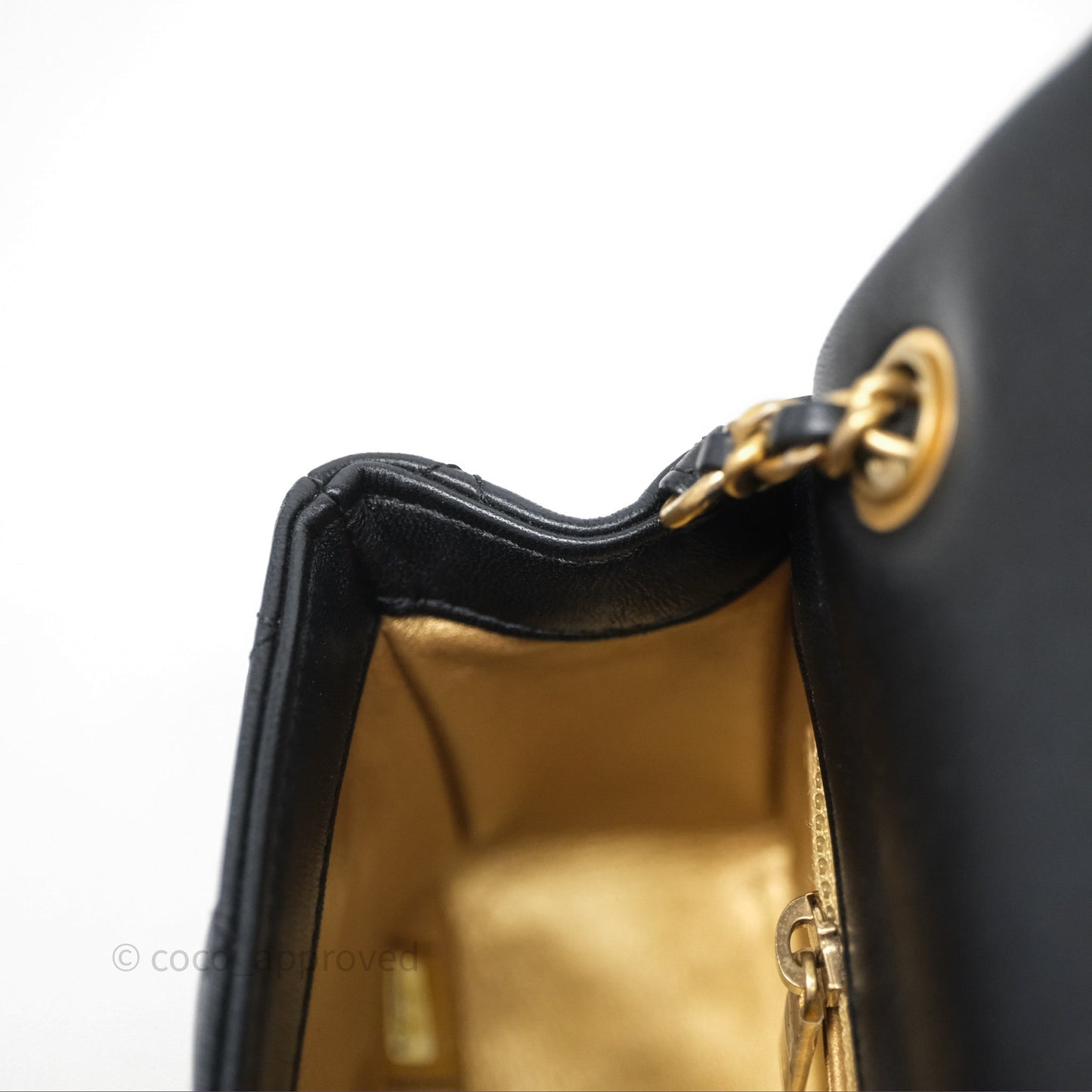 Chanel Mini Rectangular Pearl Crush Quilted Black Lambskin Aged Gold Hardware