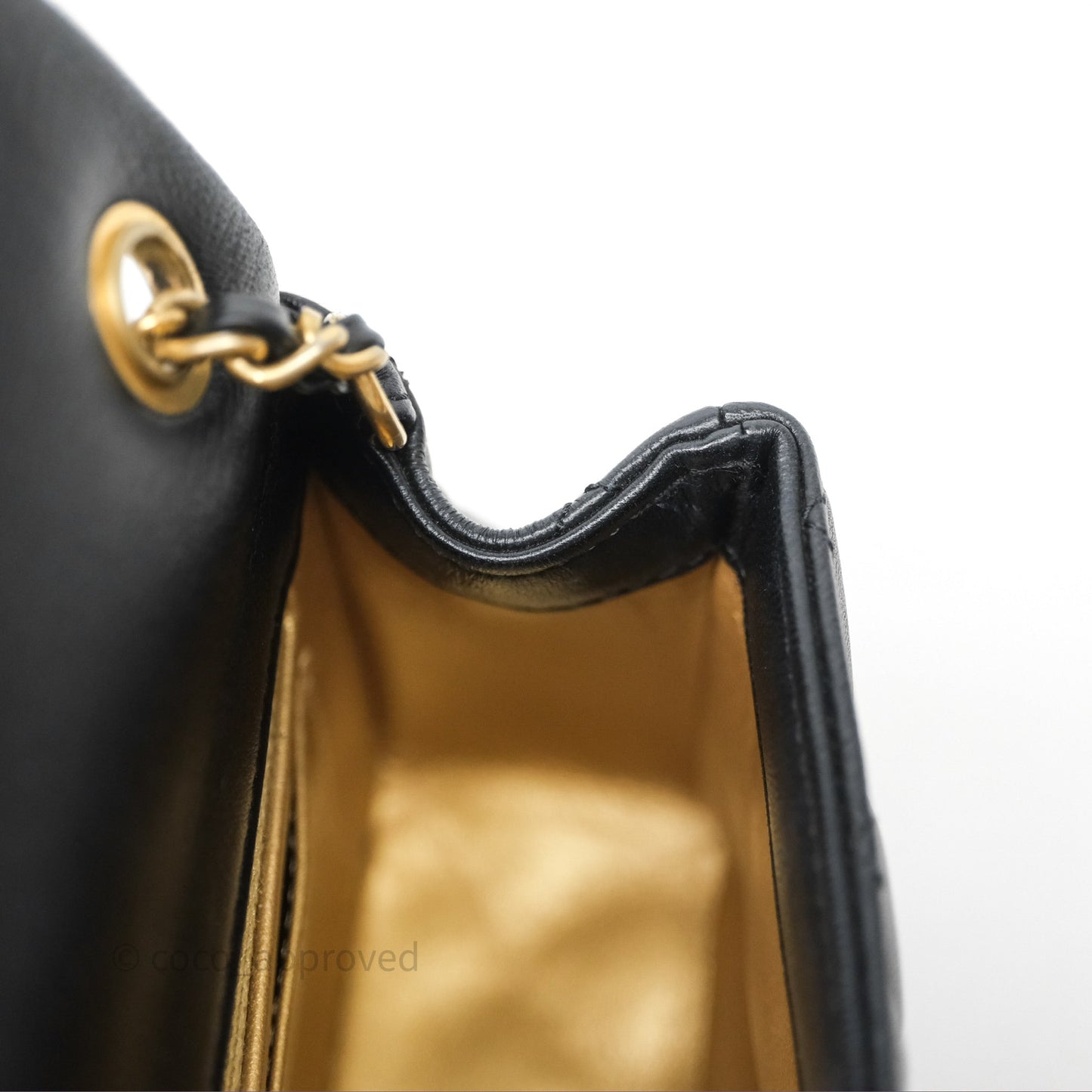 Chanel Mini Rectangular Pearl Crush Quilted Black Lambskin Aged Gold Hardware