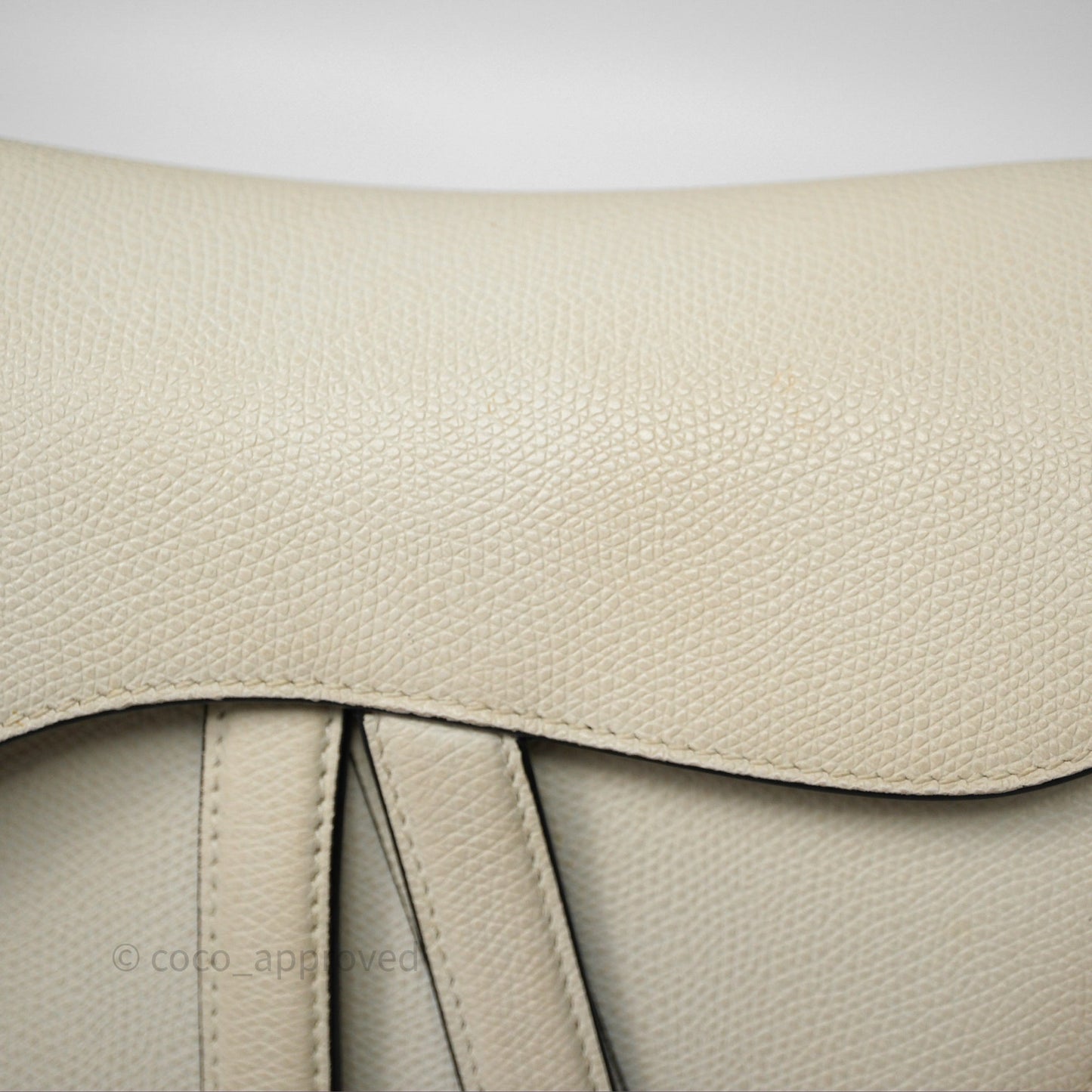 Christian Dior Saddle Bag White Grained Calfskin Gold Hardware