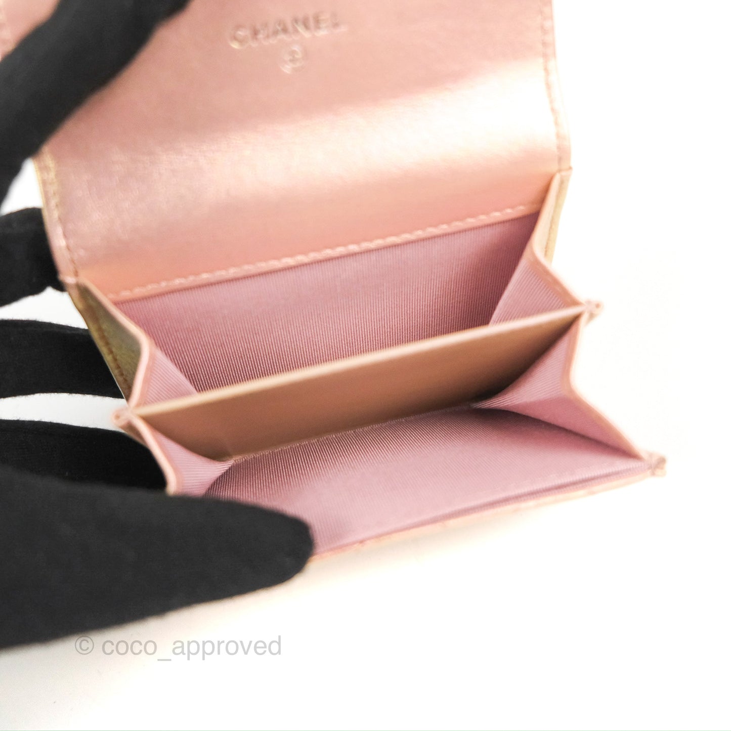 Chanel Classic Flap Coin Purse Iridescent Pink Lambskin Silver Hardware