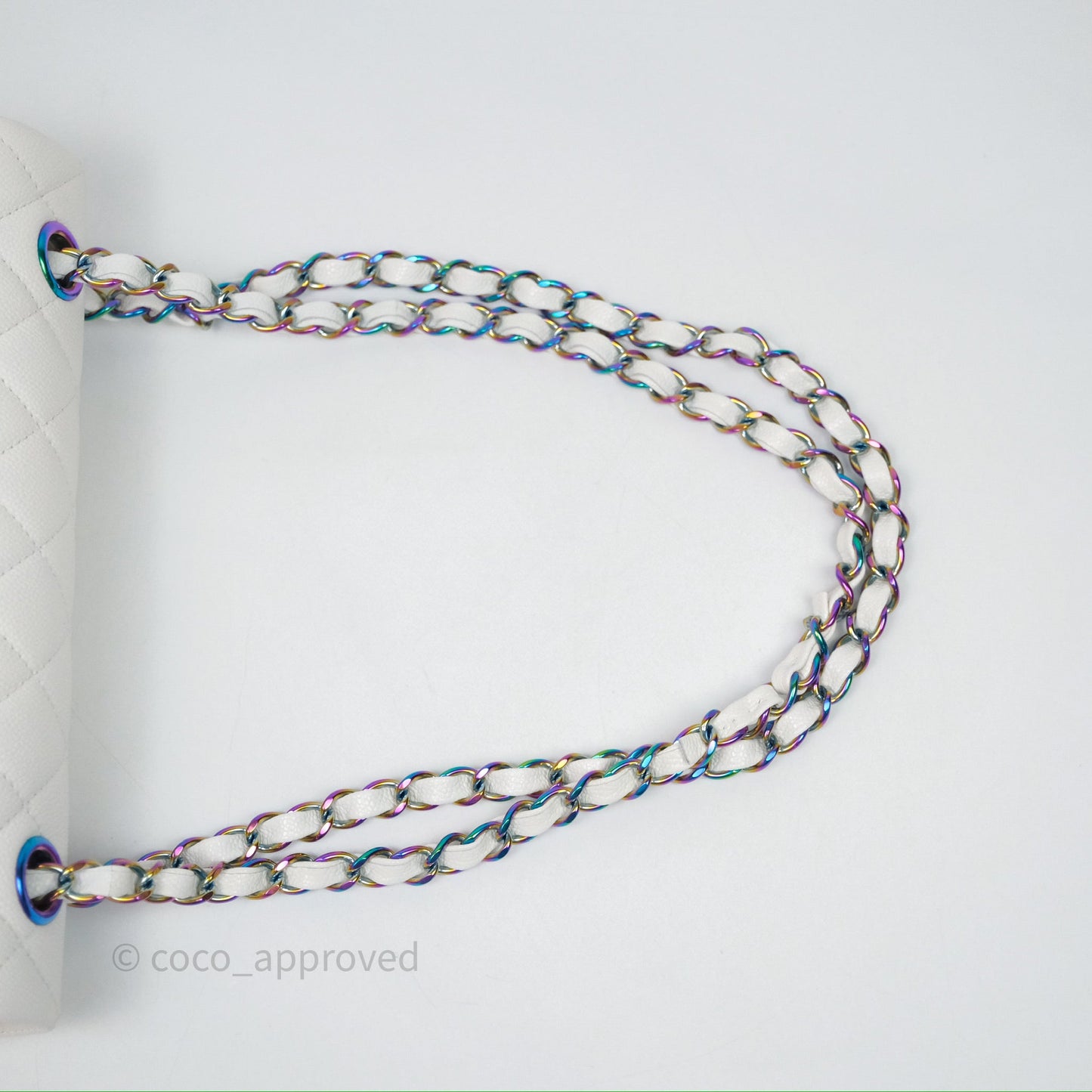 Chanel Classic Flap Small Ivory White Caviar Rainbow Hardware