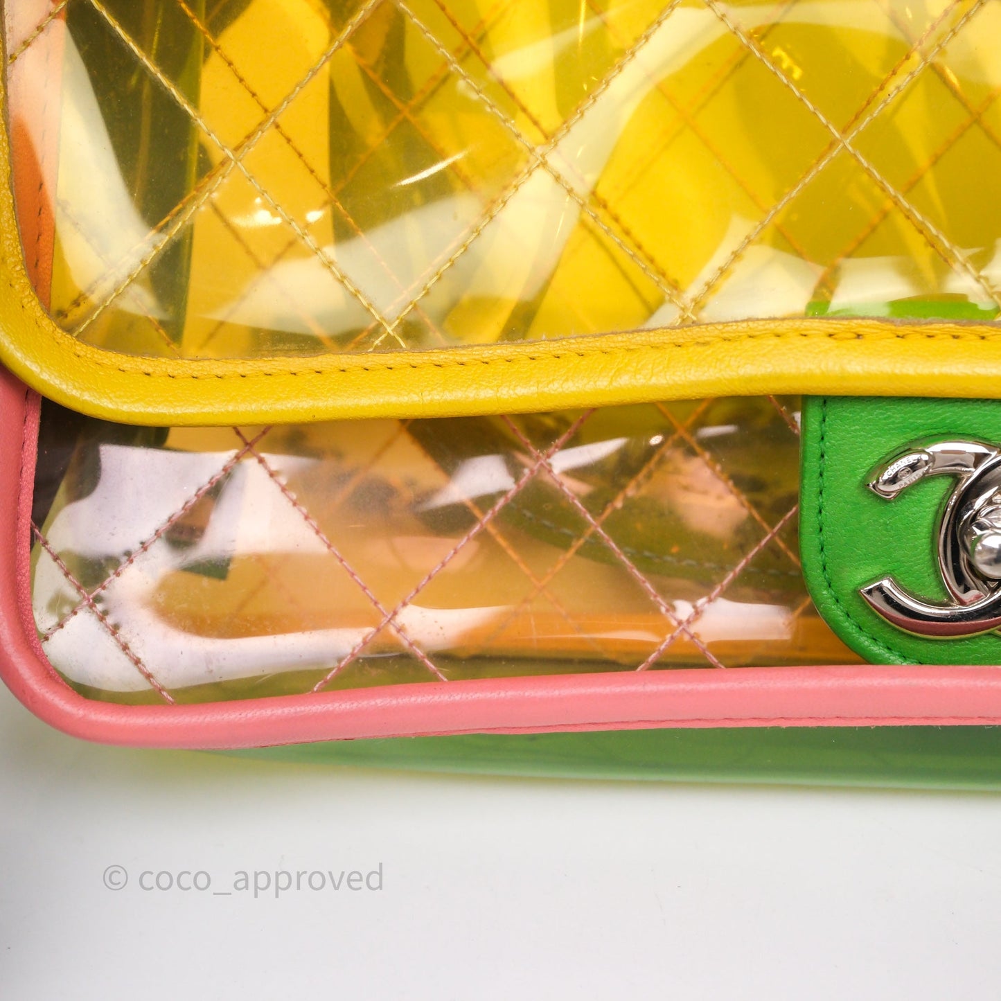 Chanel Coco Splash Flap Bag PVC Lambskin Pink/Yellow/Green Silver Hardware