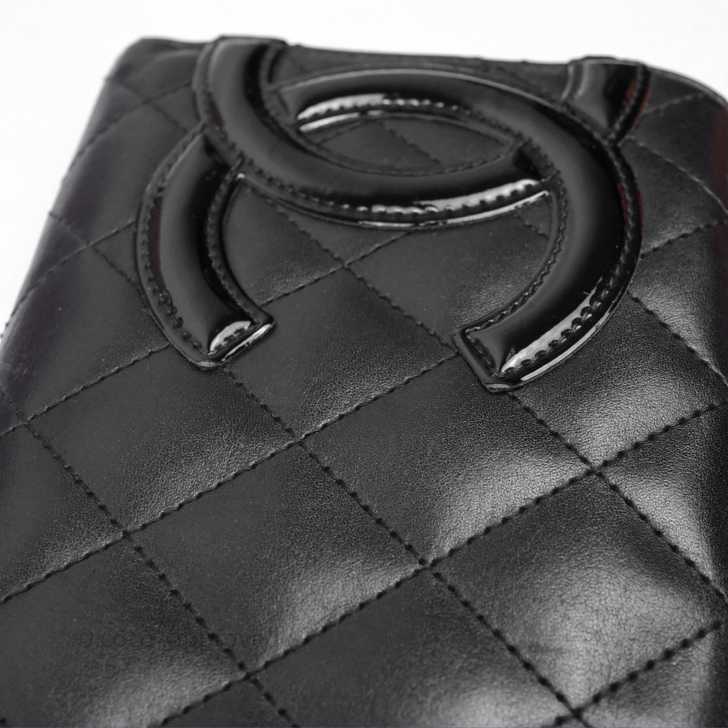 Chanel Quilted Cambon Yen Zip Long Wallet Black Calfskin Silver Hardware