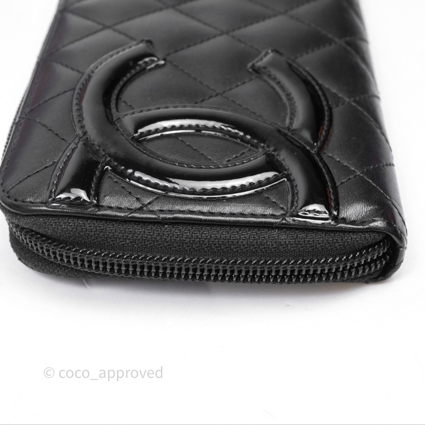 Chanel Quilted Cambon Yen Zip Long Wallet Black Calfskin Silver Hardware