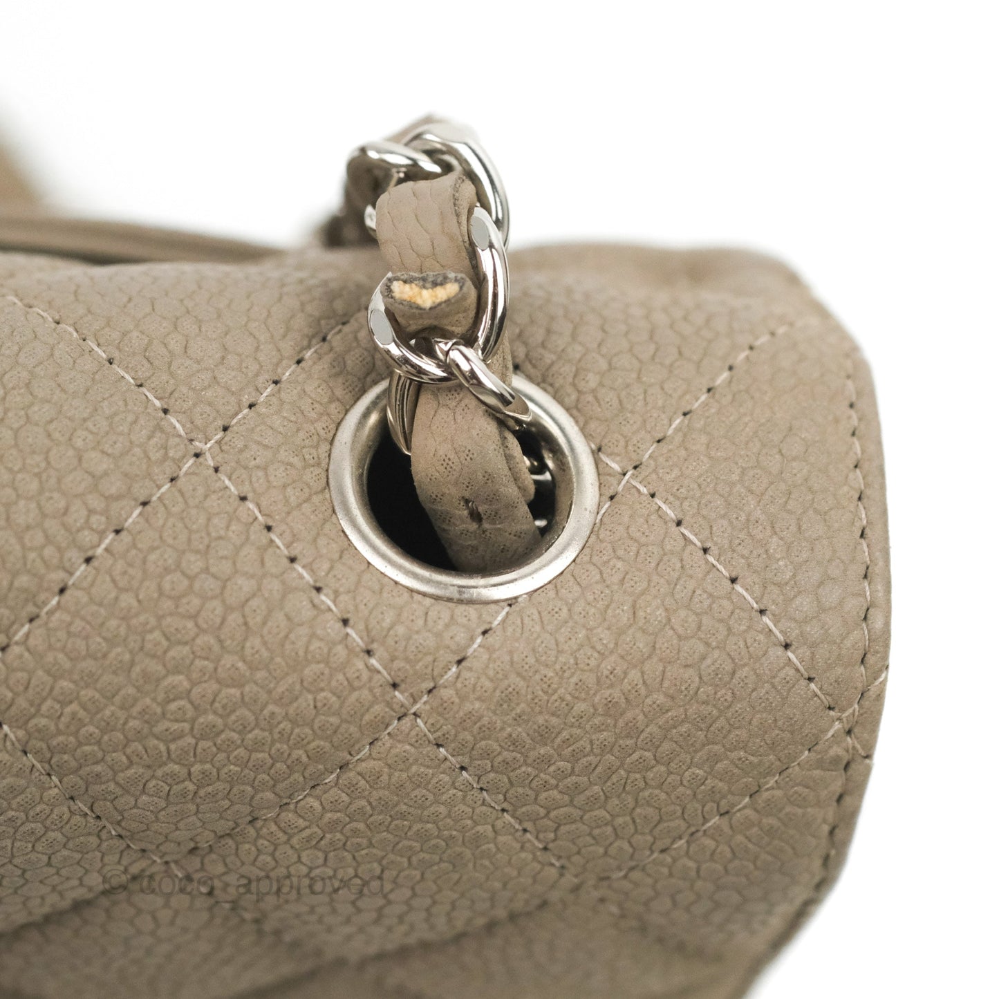 Chanel Quilted Mini Rectangular Flap Matte Earthy Grey Caviar Silver Hardware