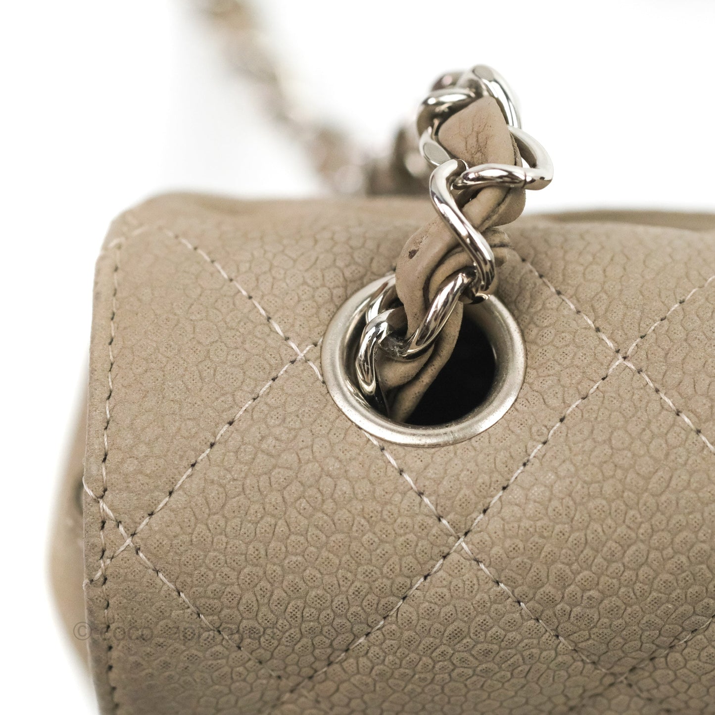 Chanel Quilted Mini Rectangular Flap Matte Earthy Grey Caviar Silver Hardware