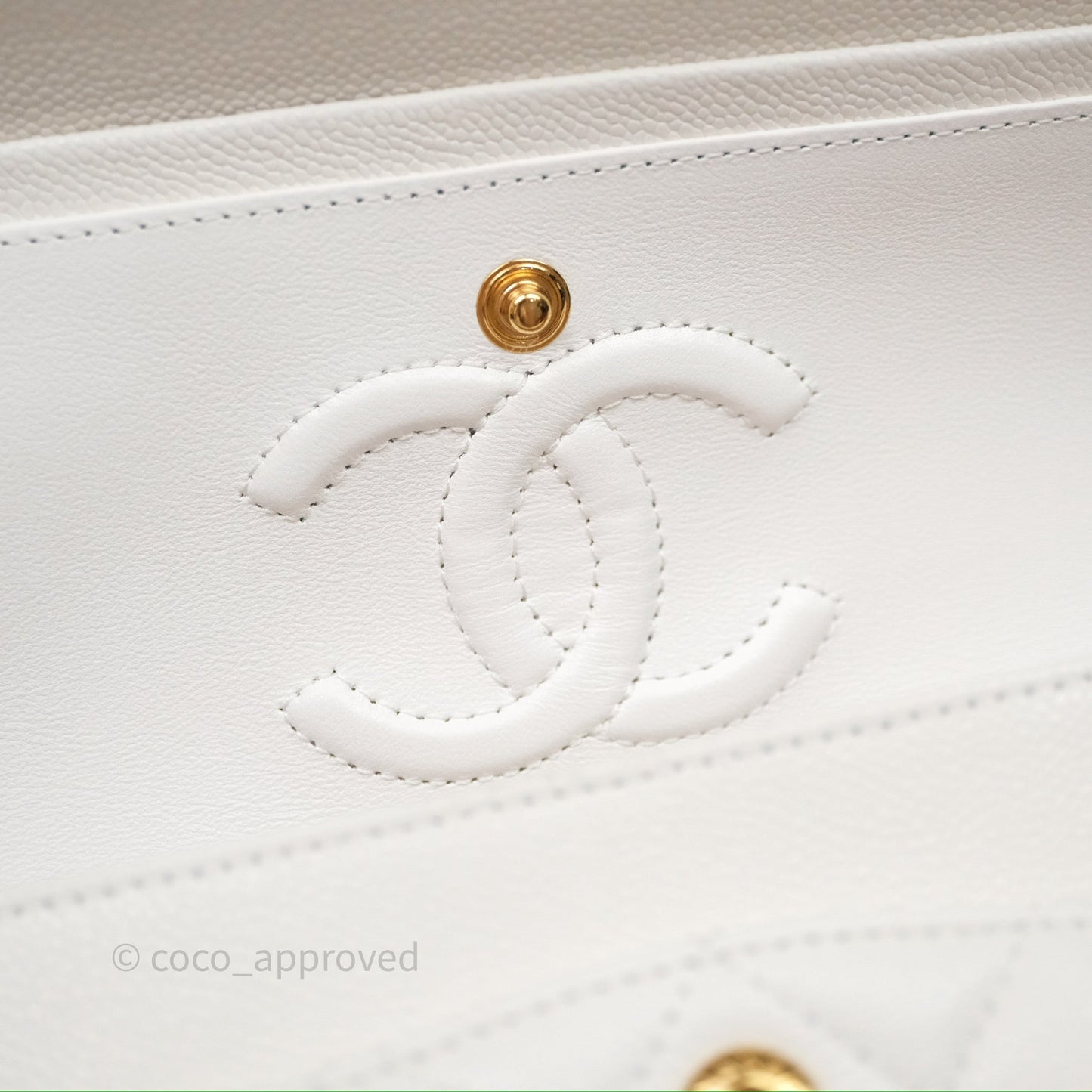 Chanel Classic Flap Small Ivory White Caviar Rainbow Hardware
