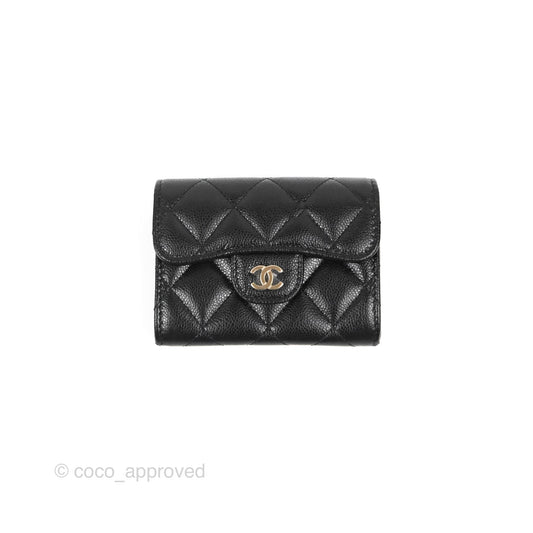 Chanel Classic Flap Coin Purse Black Caviar Gold Hardware