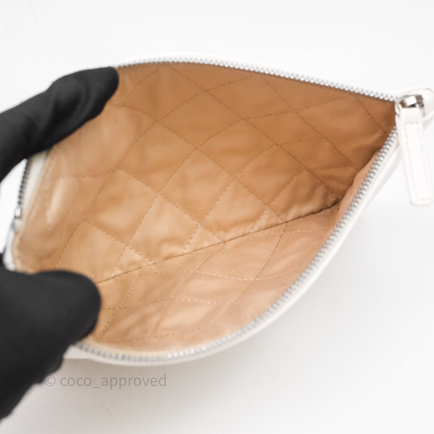 Chanel 22 Small White Crumpled Calfskin Aged Silver Hardware