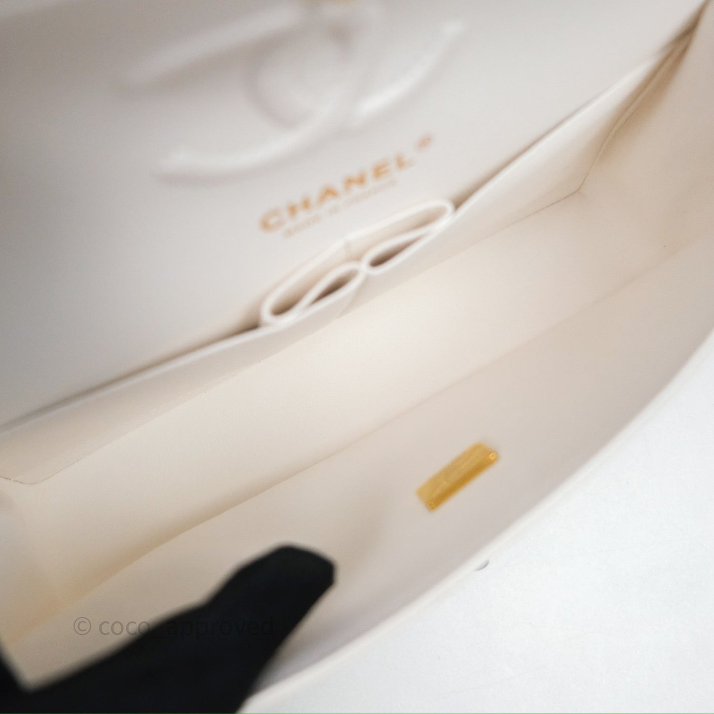 Chanel Classic Flap Small Ivory White Caviar Rainbow Hardware