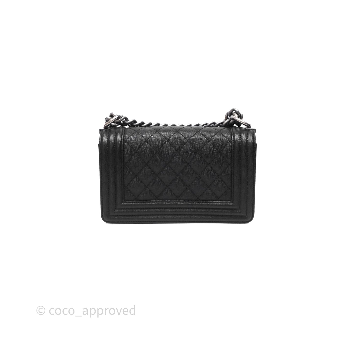 Chanel Small Boy Quilted Black Caviar Ruthenium Hardware