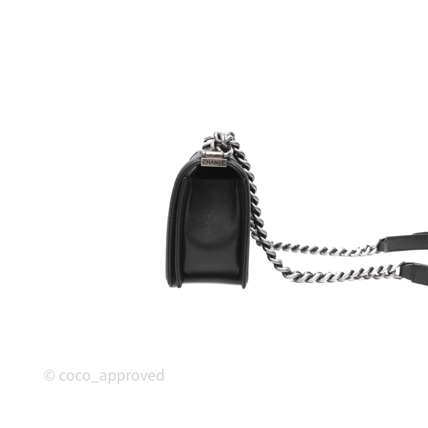 Chanel Small Boy Quilted Black Caviar Ruthenium Hardware