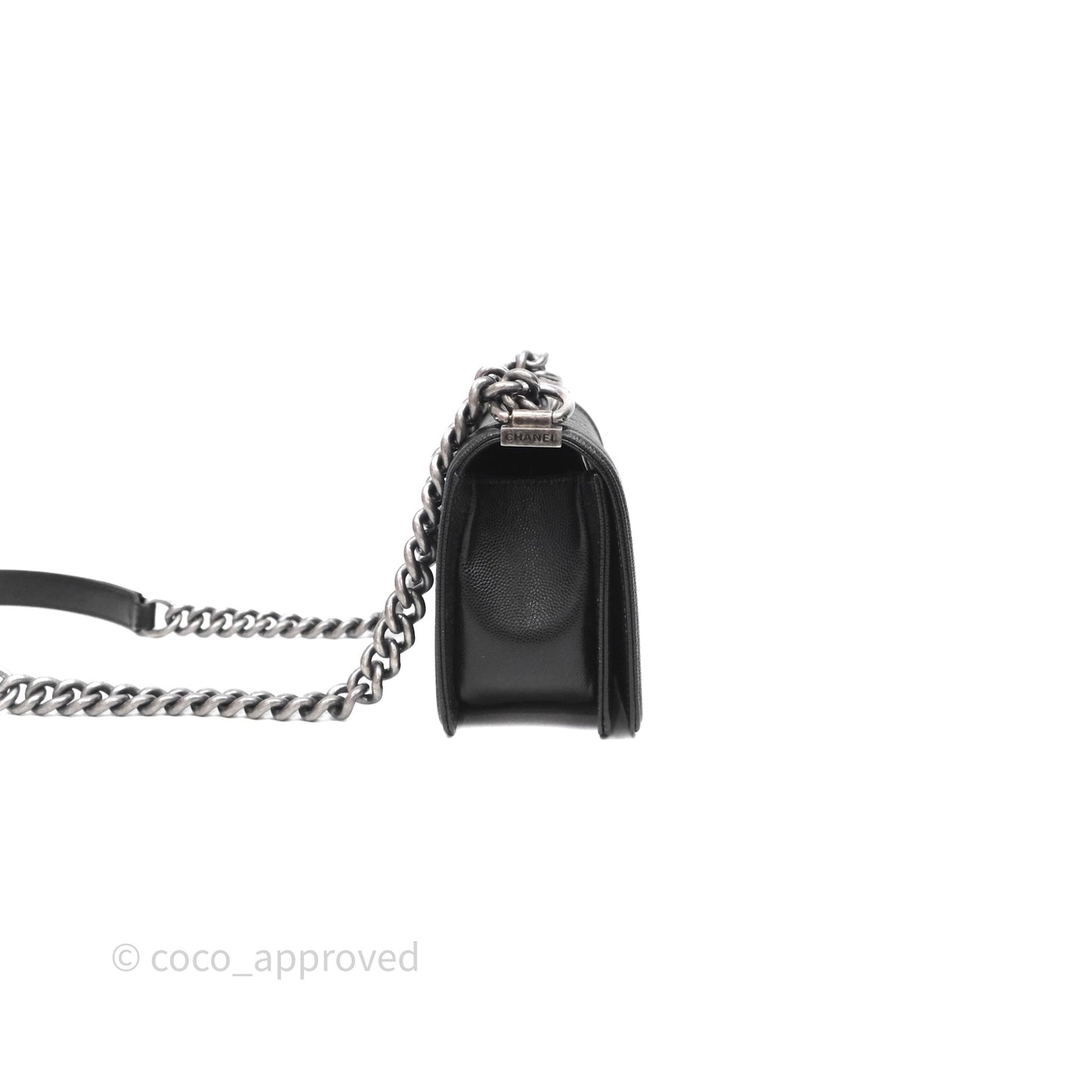 Chanel Small Boy Quilted Black Caviar Ruthenium Hardware