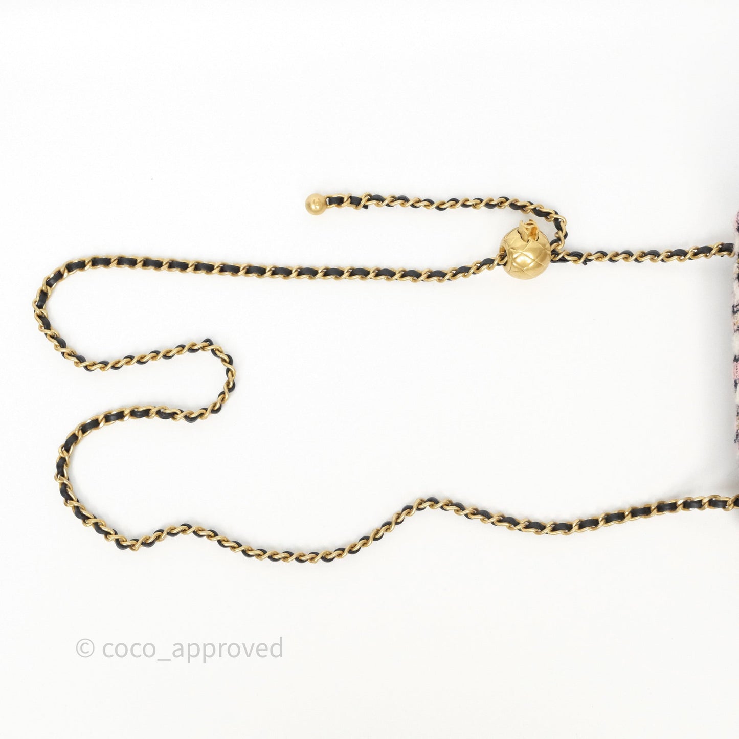 Chanel Pearl Crush Mini Square Pink/ White/ Black Tweed Aged Gold Hardware
