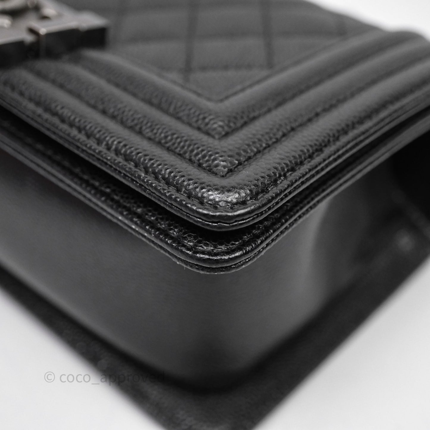Chanel Small Boy Quilted Black Caviar Ruthenium Hardware