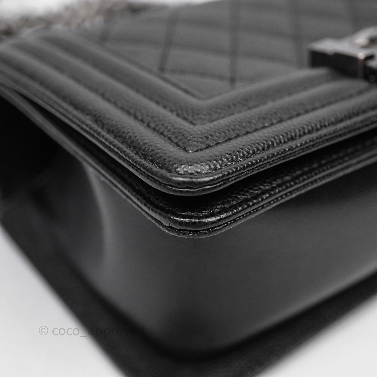 Chanel Small Boy Quilted Black Caviar Ruthenium Hardware