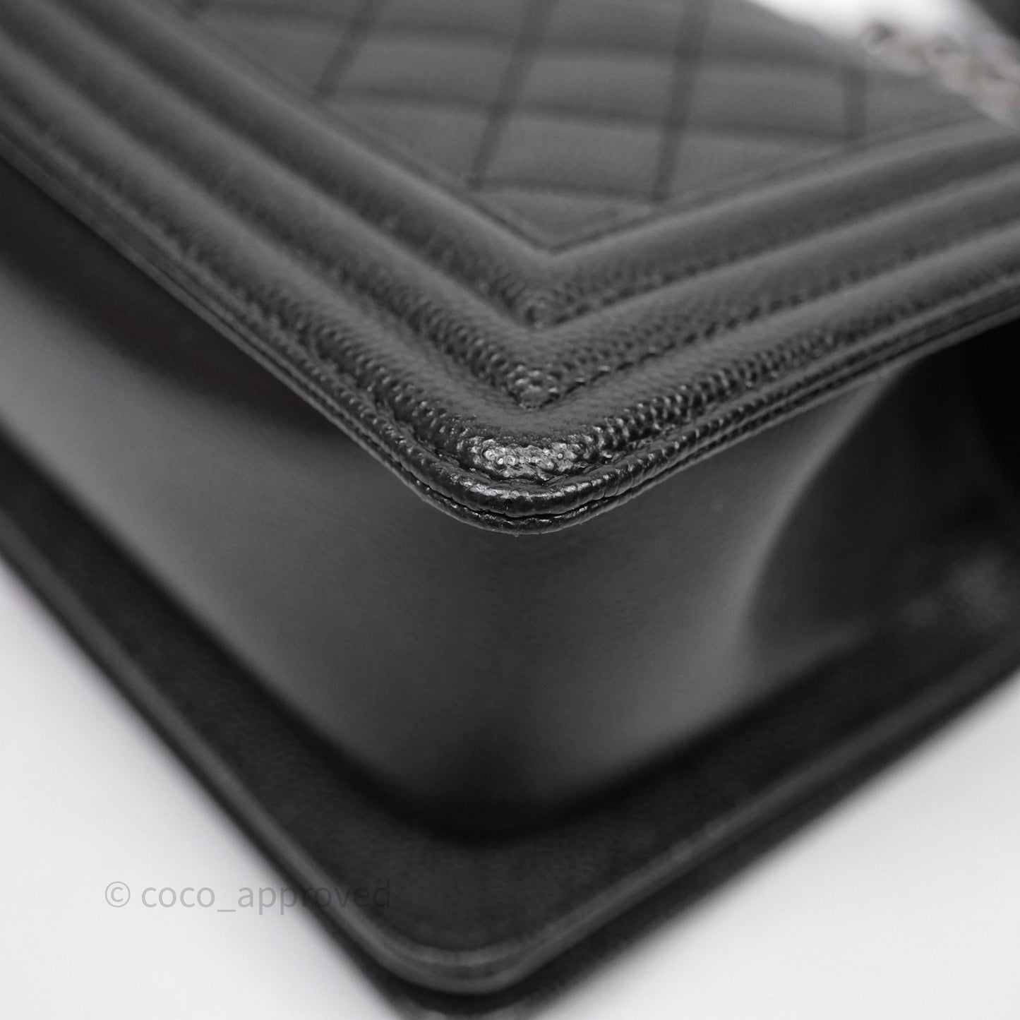 Chanel Small Boy Quilted Black Caviar Ruthenium Hardware