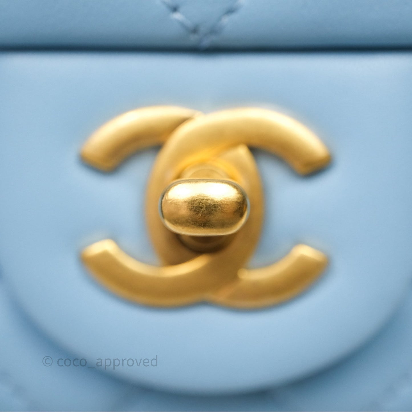 Chanel Mini Rectangular Pearl Crush Quilted Blue Lambskin Aged Gold Hardware
