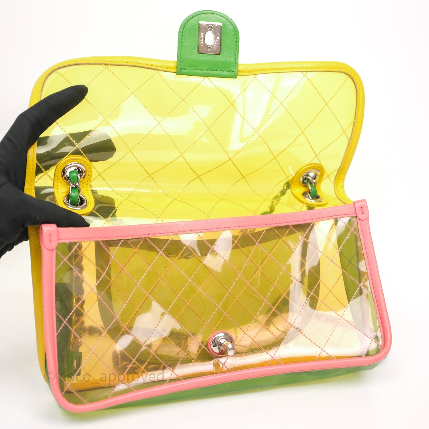 Chanel Coco Splash Flap Bag PVC Lambskin Pink/Yellow/Green Silver Hardware