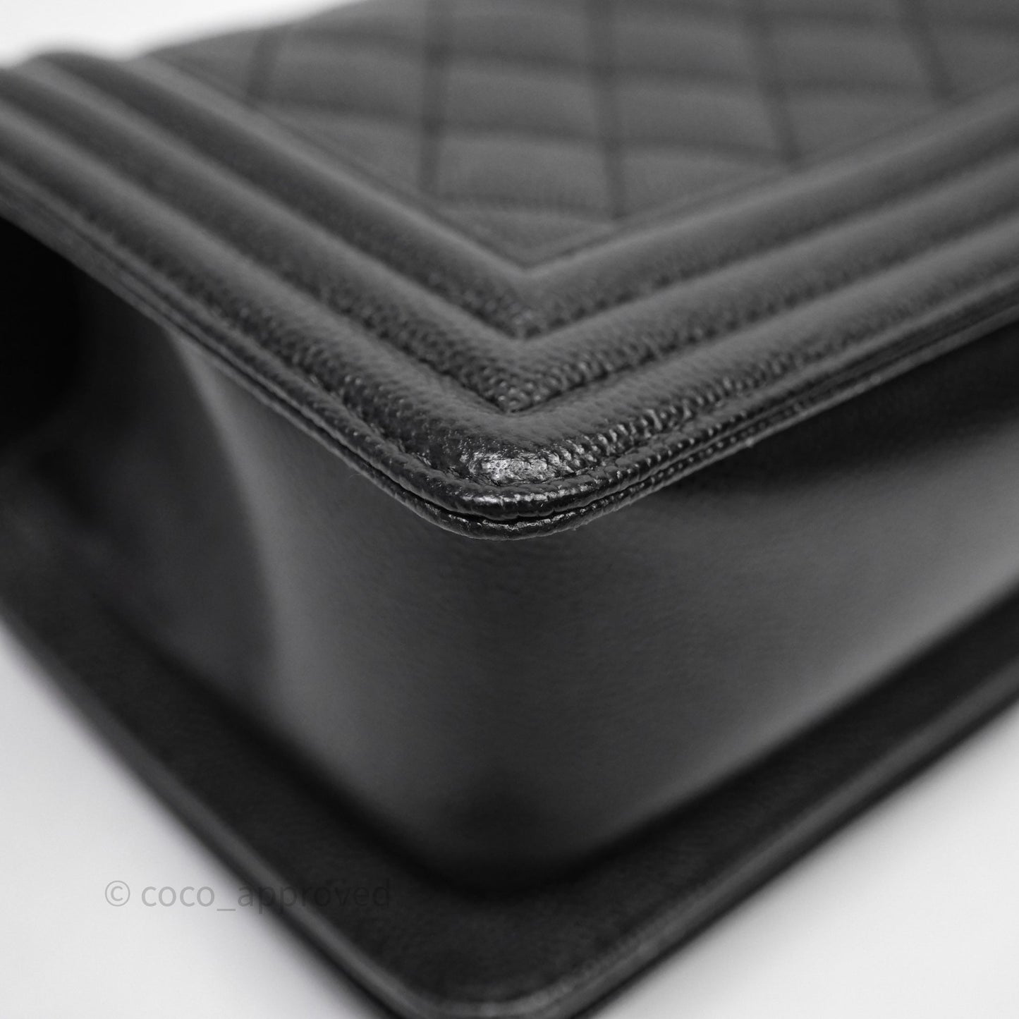 Chanel Small Boy Quilted Black Caviar Ruthenium Hardware