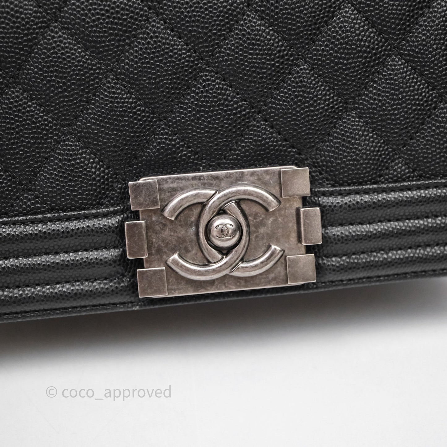 Chanel Small Boy Quilted Black Caviar Ruthenium Hardware