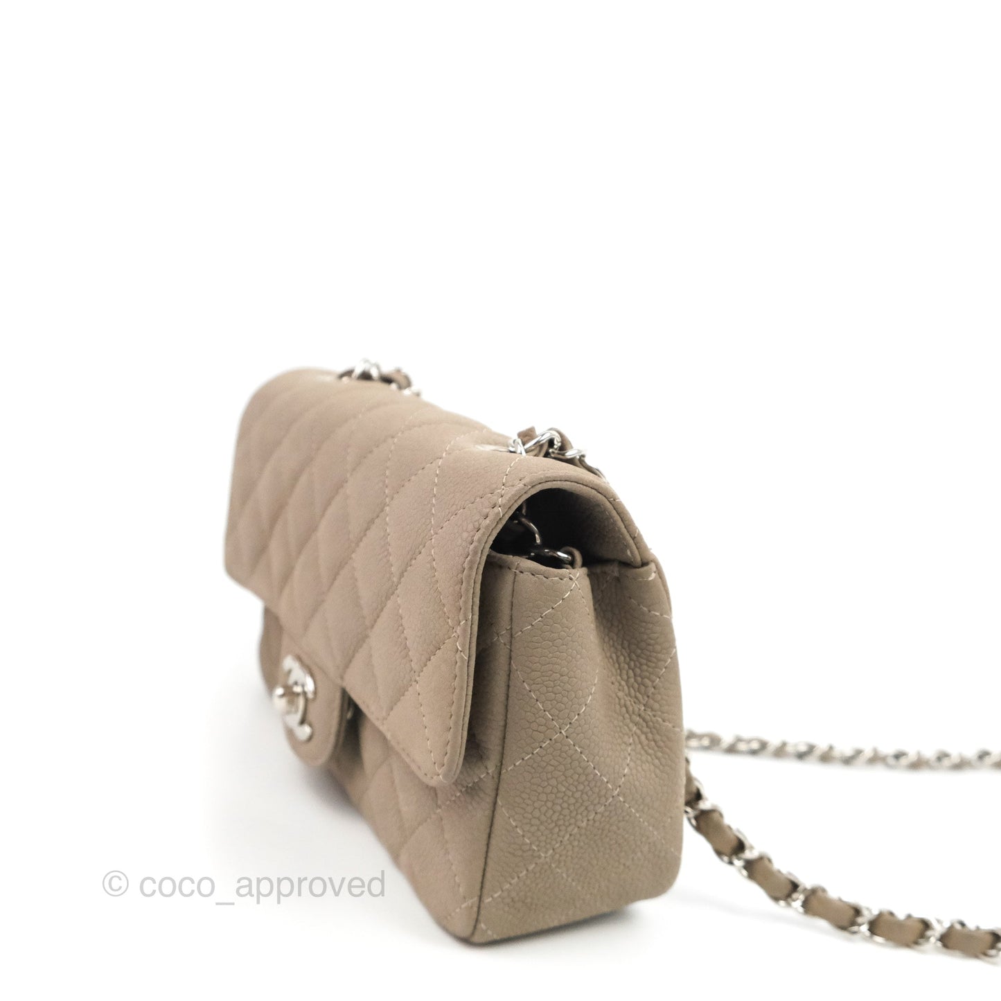 Chanel Quilted Mini Rectangular Flap Matte Earthy Grey Caviar Silver Hardware